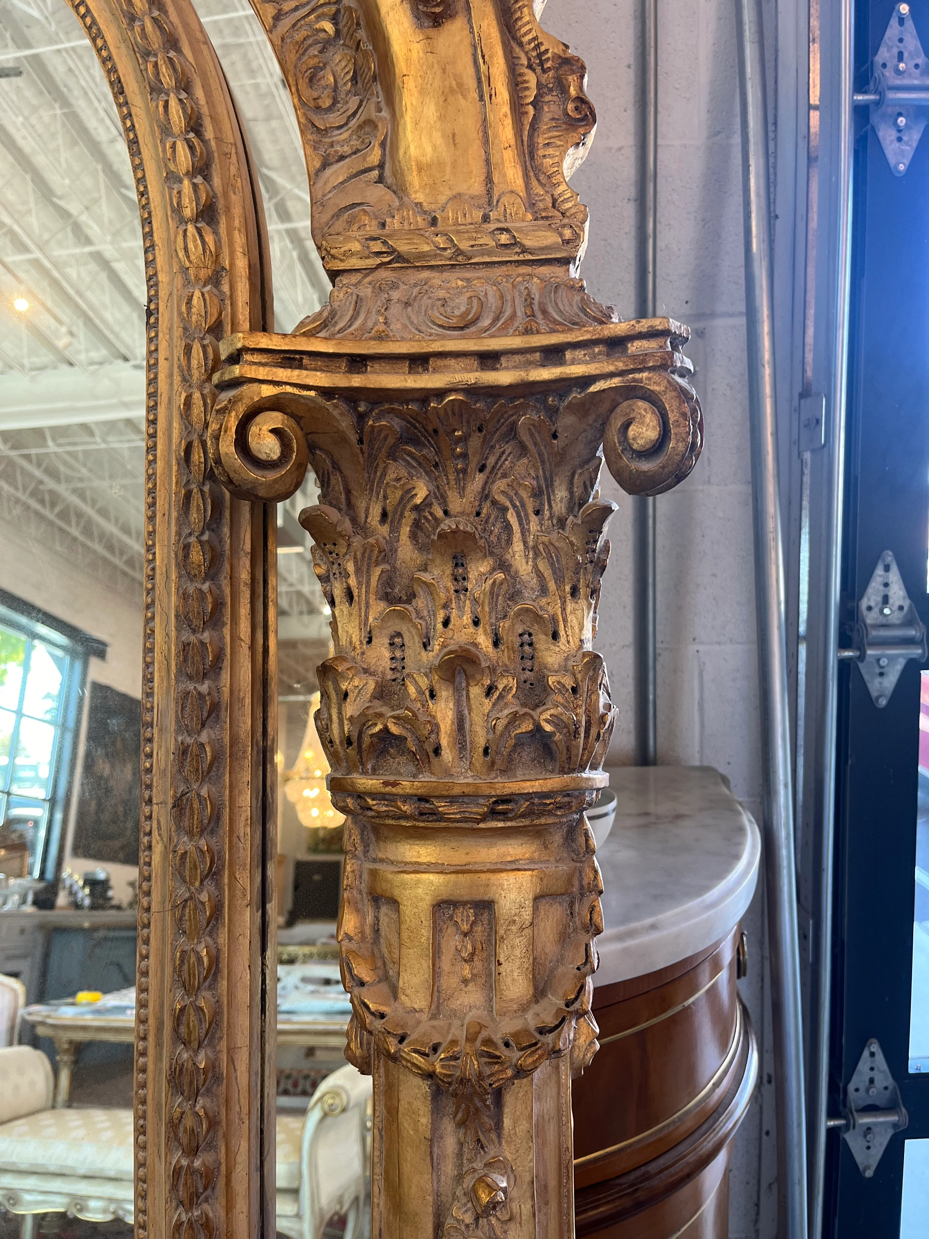 1800s French Arched Full Length Empire Mirror - Image 5