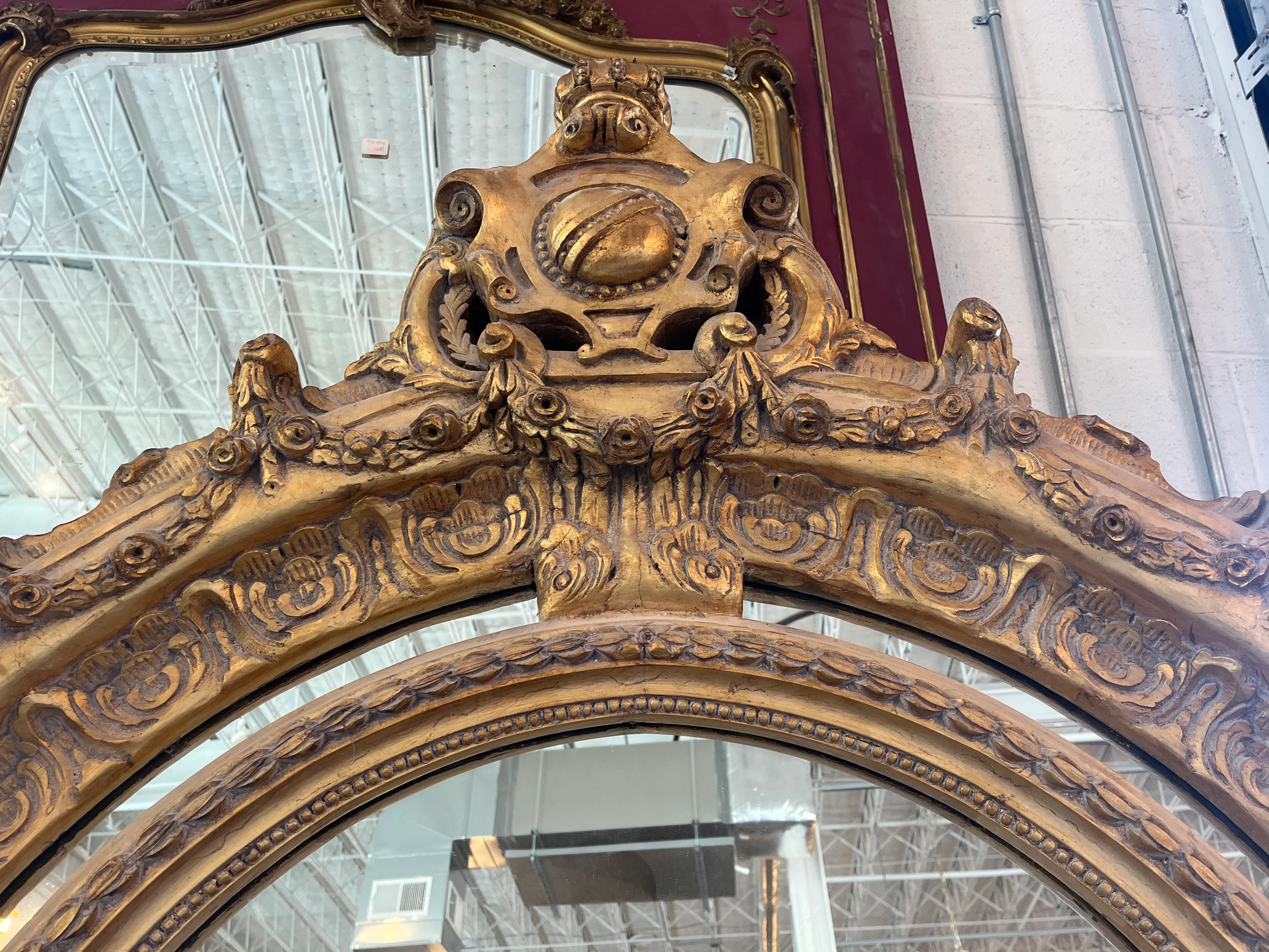 1800s French Arched Full Length Empire Mirror - Image 6