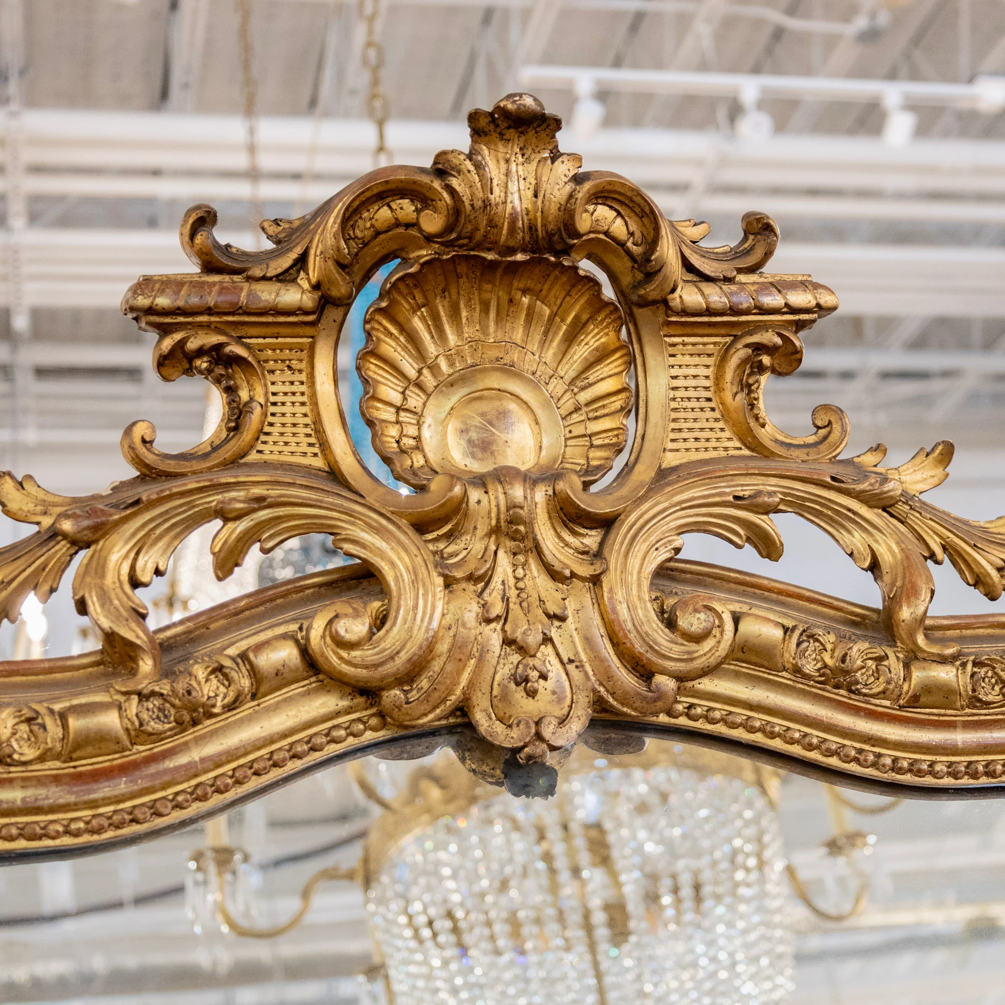 18th Century French Mirror - Ornate Frame & Shell Crest - Image 5