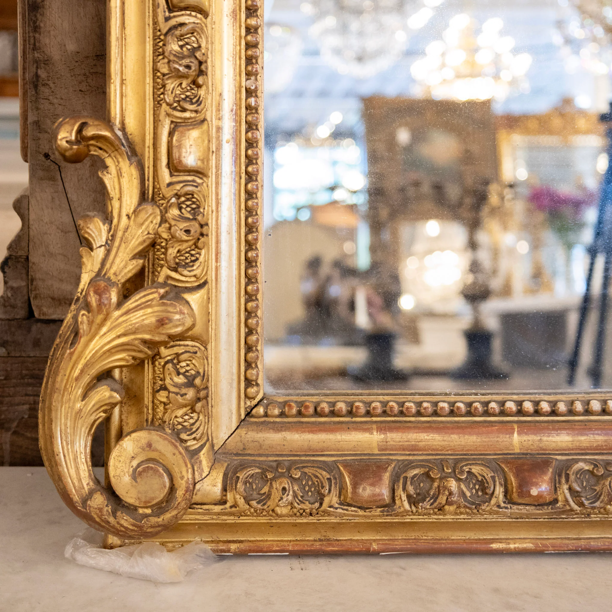 18th Century French Mirror - Ornate Frame & Shell Crest - Image 6