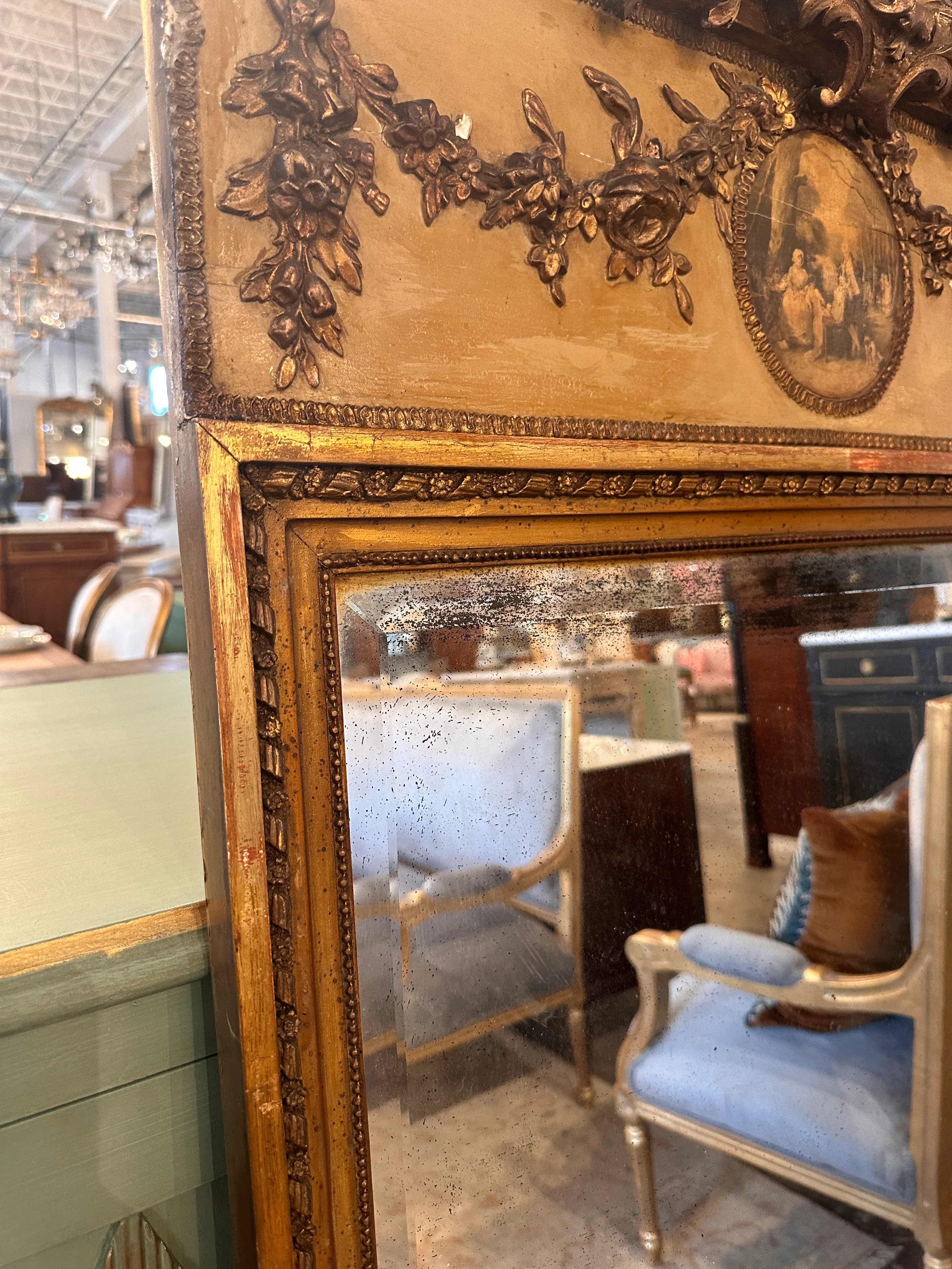 18th Century Beveled Glass Trumeau French Mirror - Image 3