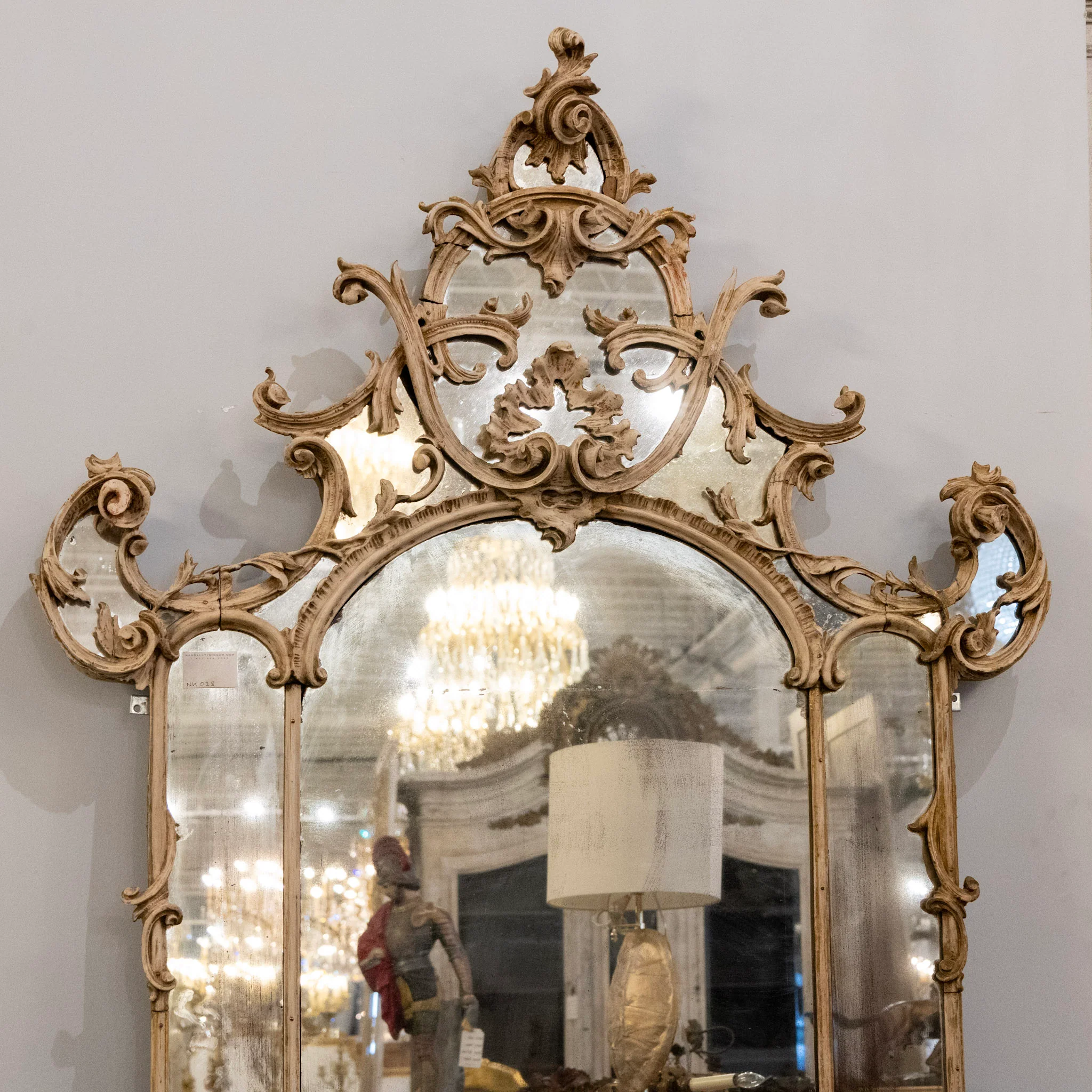 18th Century French Chippendale Mirror – Carved Scrollwork & Heavy Foxing - Image 2