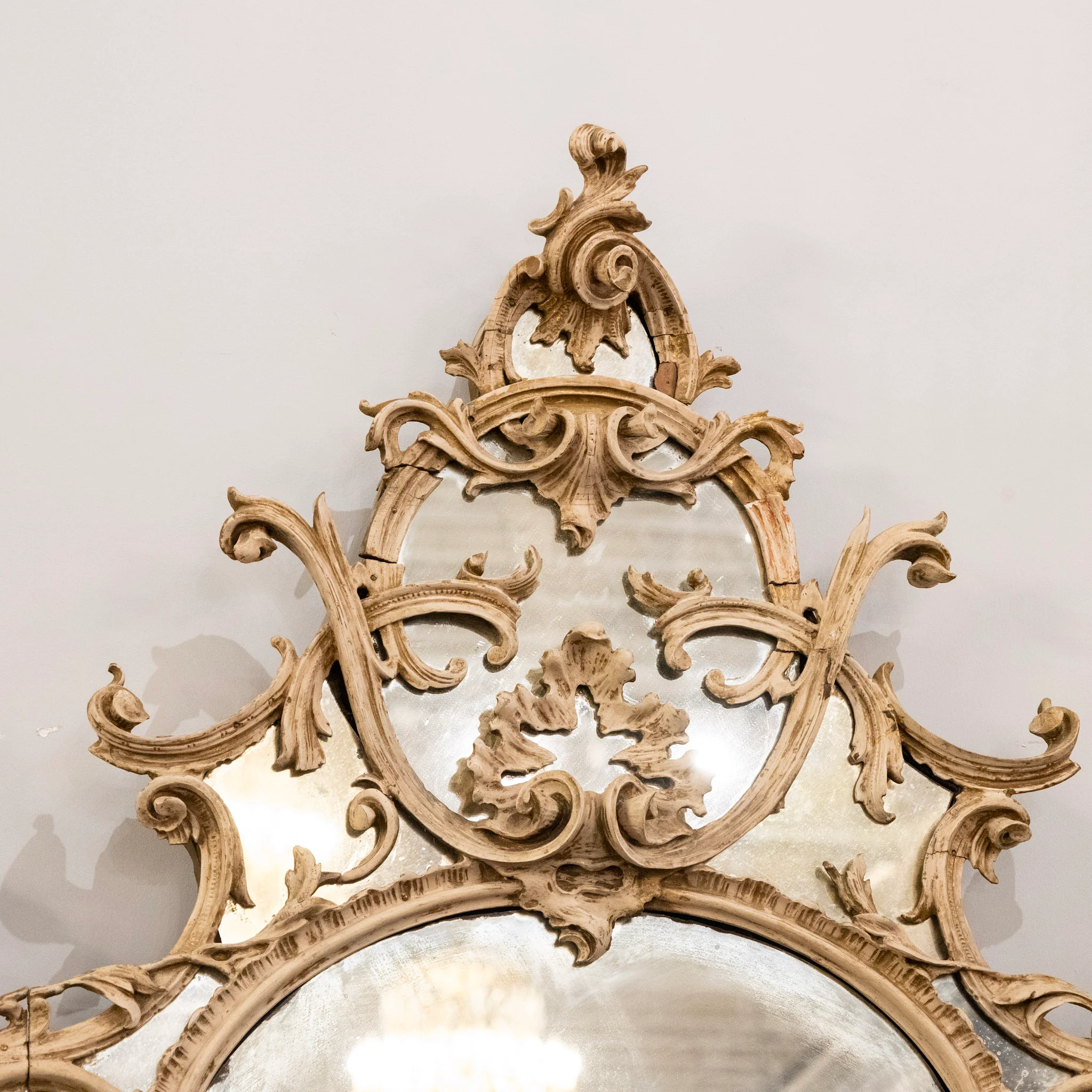 18th Century French Chippendale Mirror – Carved Scrollwork & Heavy Foxing - Image 3