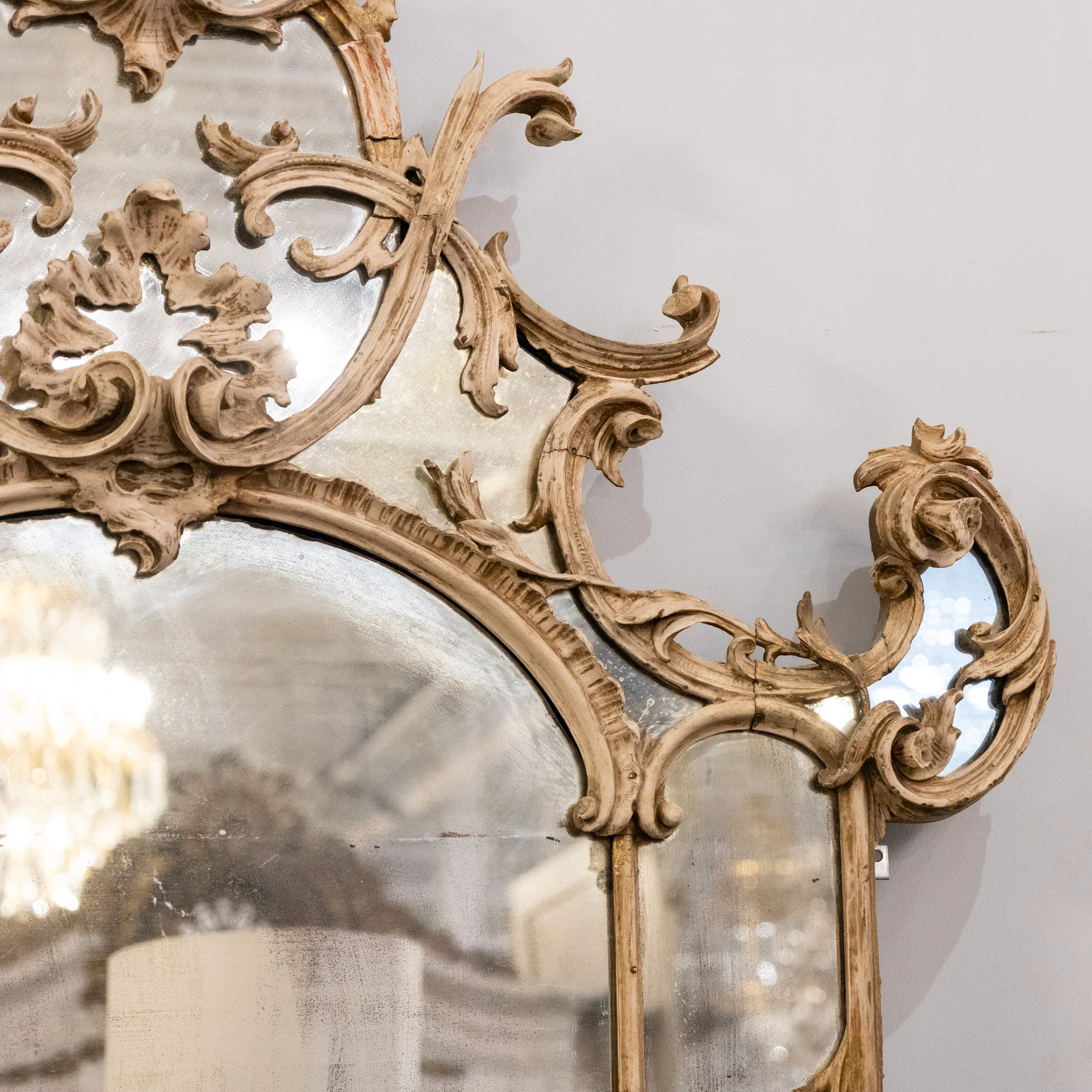 18th Century French Chippendale Mirror – Carved Scrollwork & Heavy Foxing - Image 5
