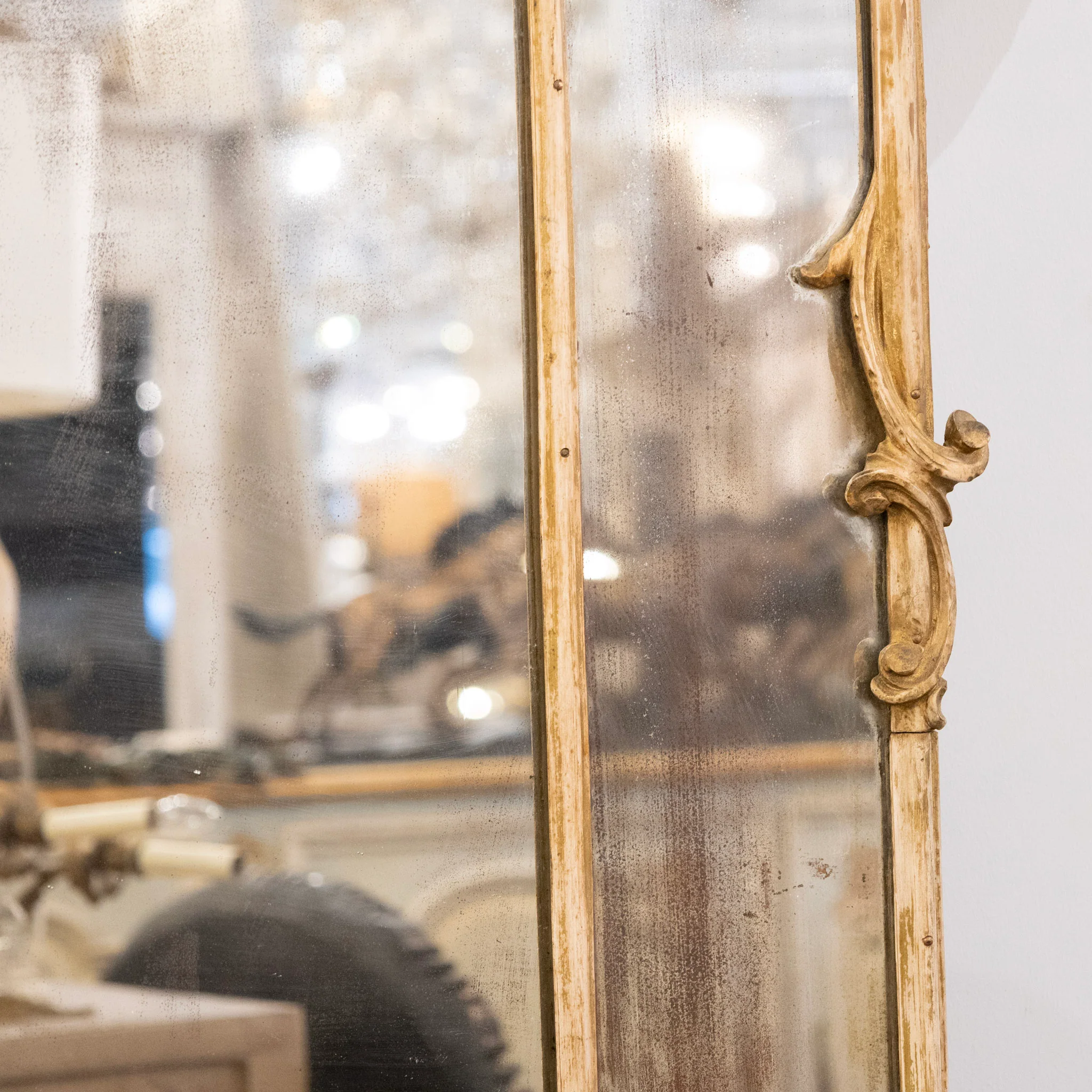 18th Century French Chippendale Mirror – Carved Scrollwork & Heavy Foxing - Image 6