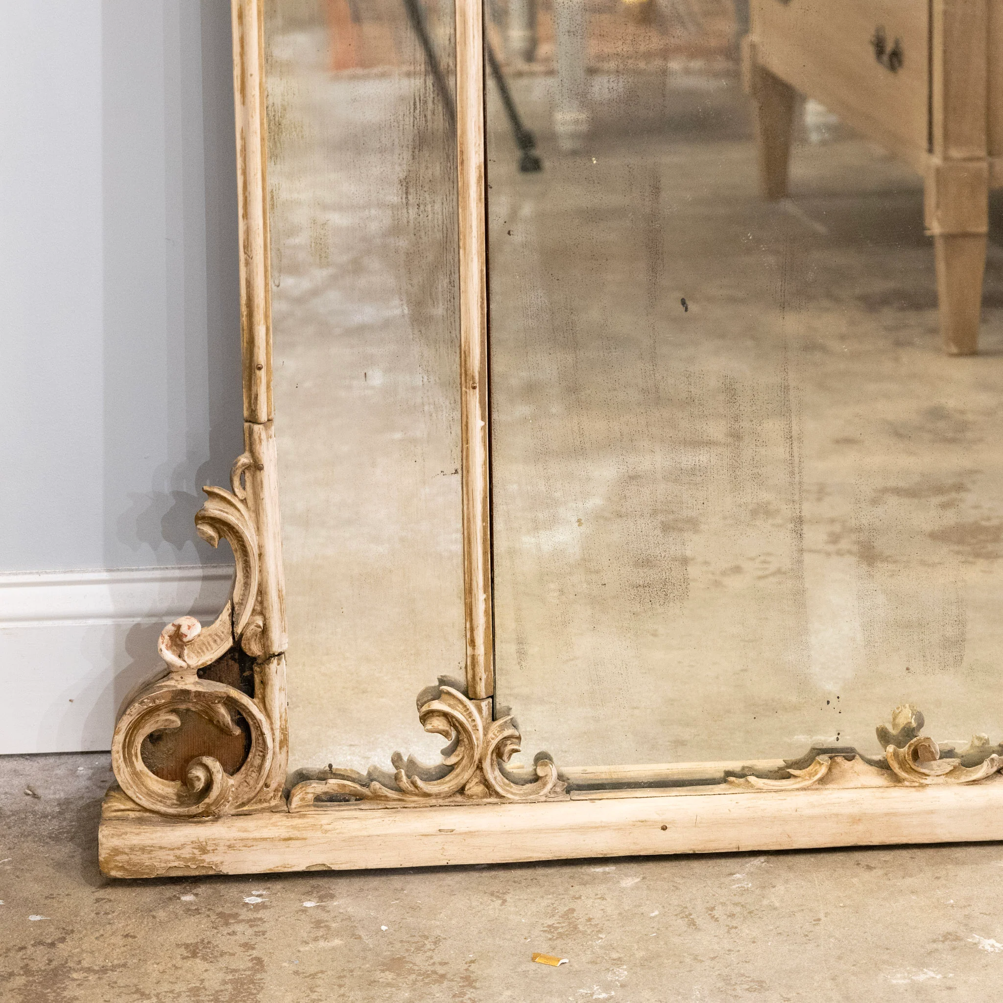 18th Century French Chippendale Mirror – Carved Scrollwork & Heavy Foxing - Image 7