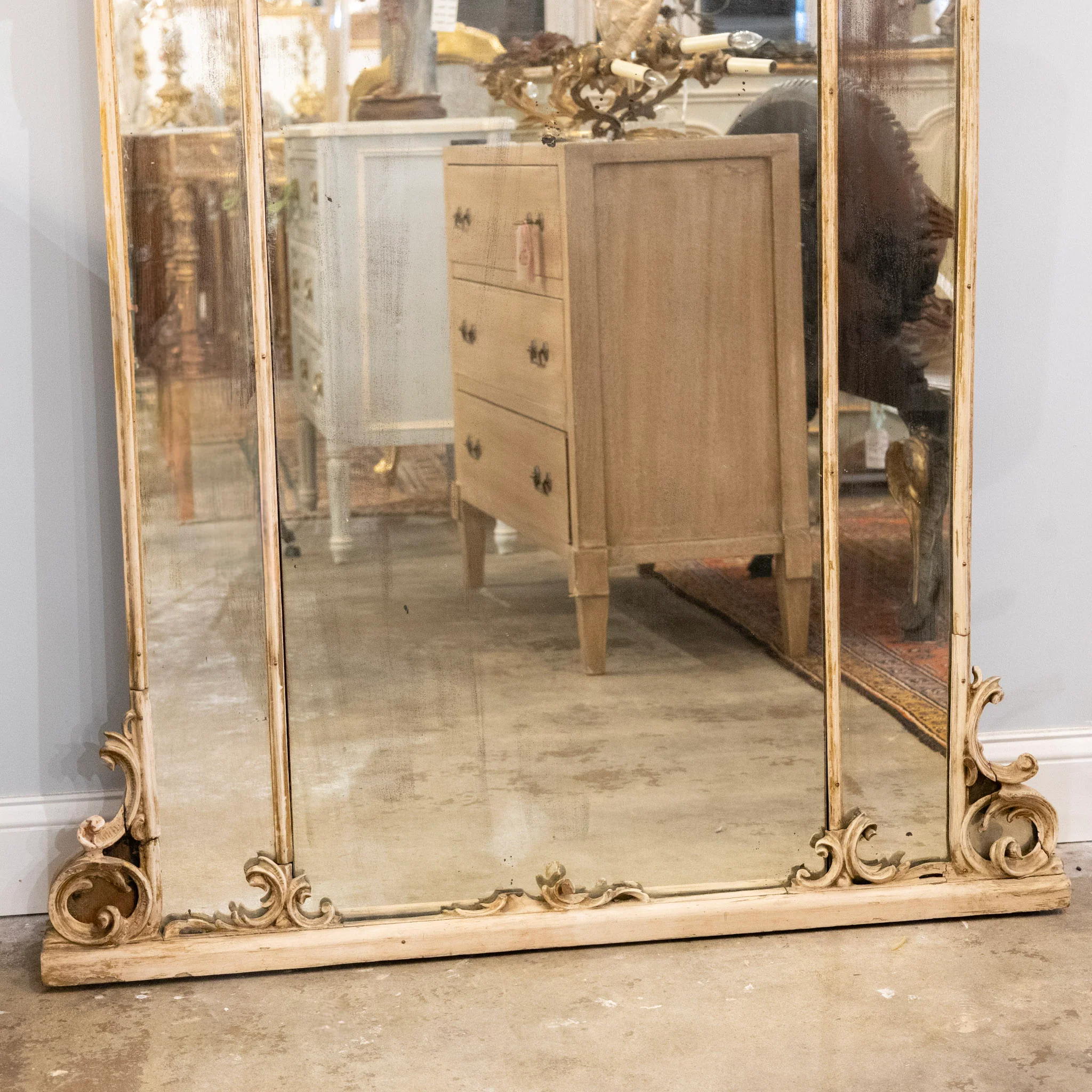 18th Century French Chippendale Mirror – Carved Scrollwork & Heavy Foxing - Image 8