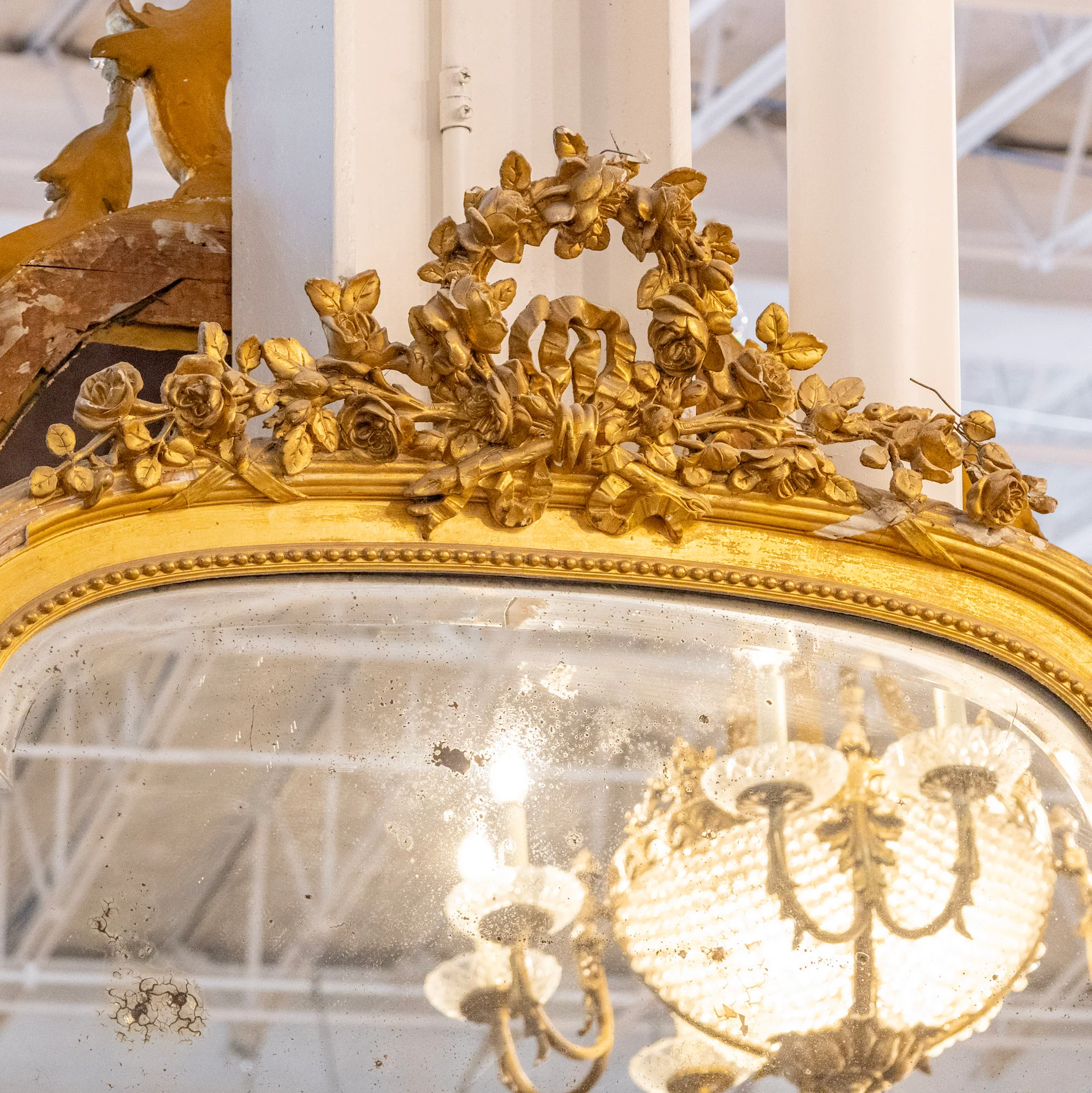 18th Century French Mirror - Floral Carved Wreath - Image 4