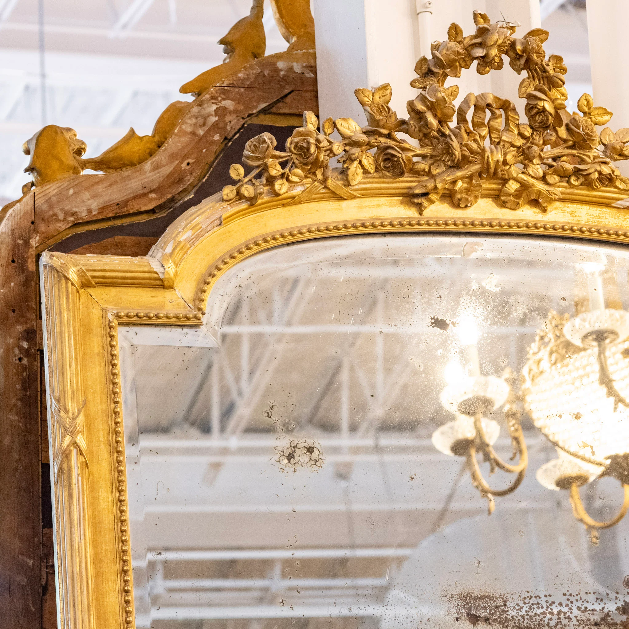 18th Century French Mirror - Floral Carved Wreath - Image 5