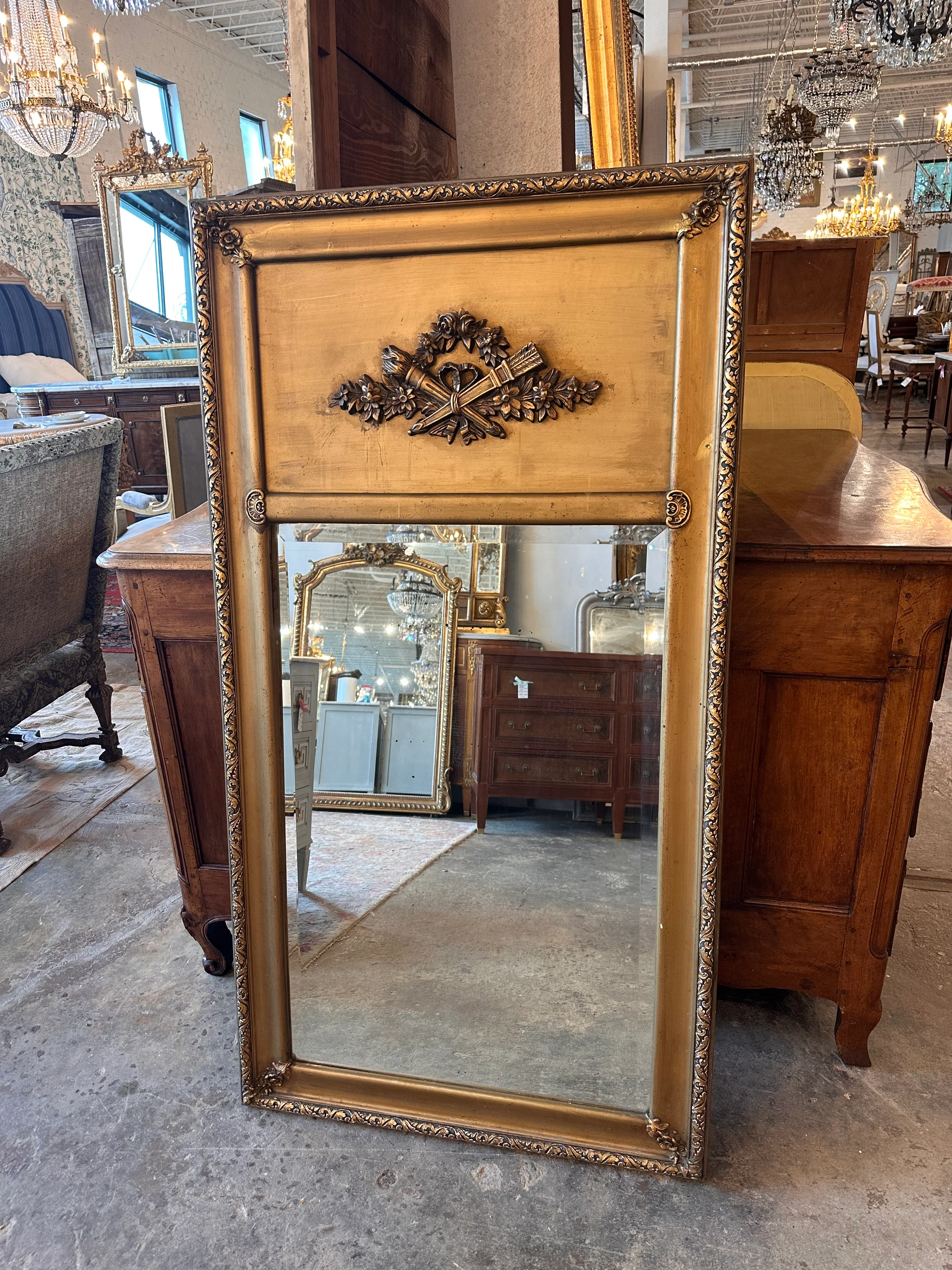 18th Century French Trumeau Mirror with Beveled Glass - Image 2