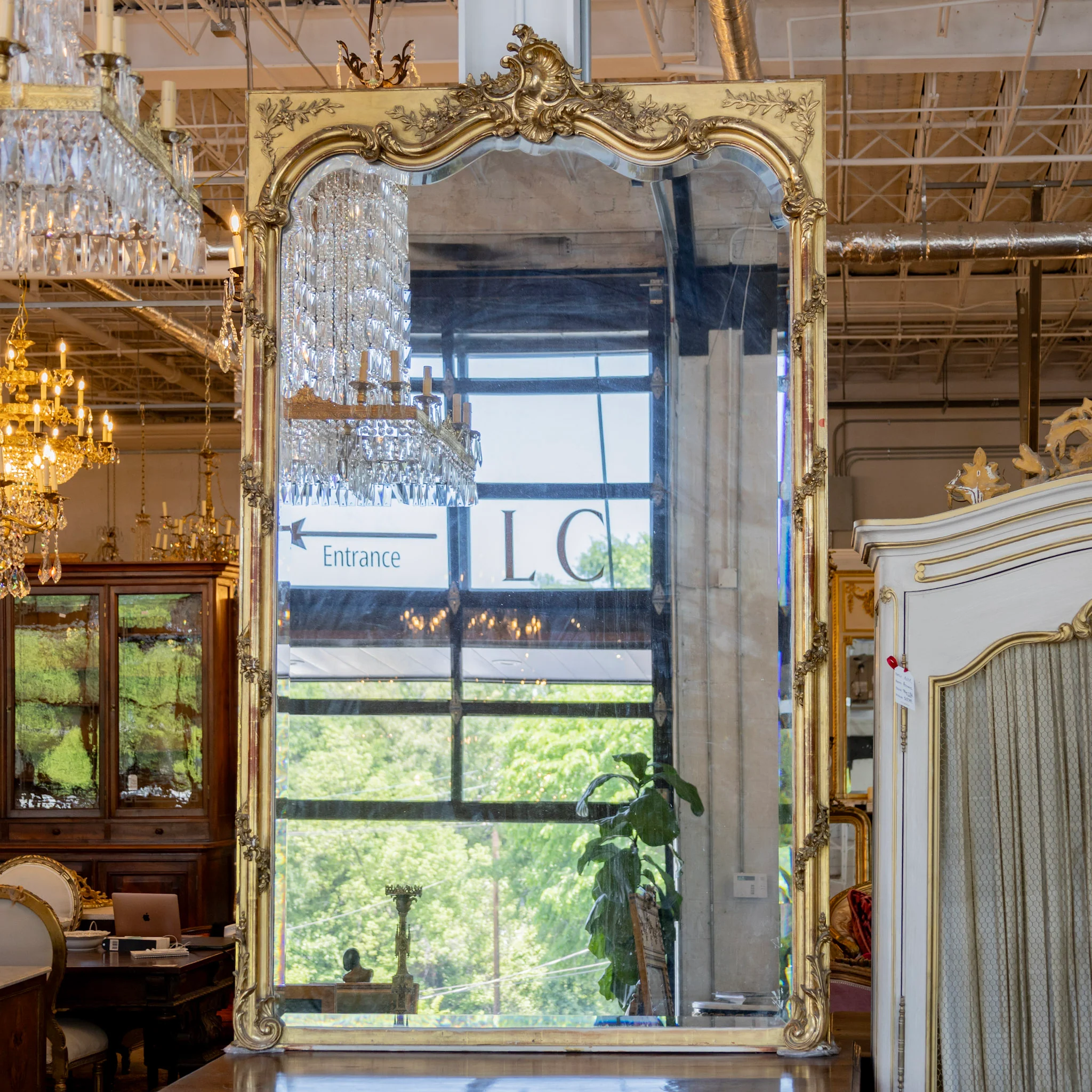18th Century French Mirror - Ornate Frame & Original Beveled Glass