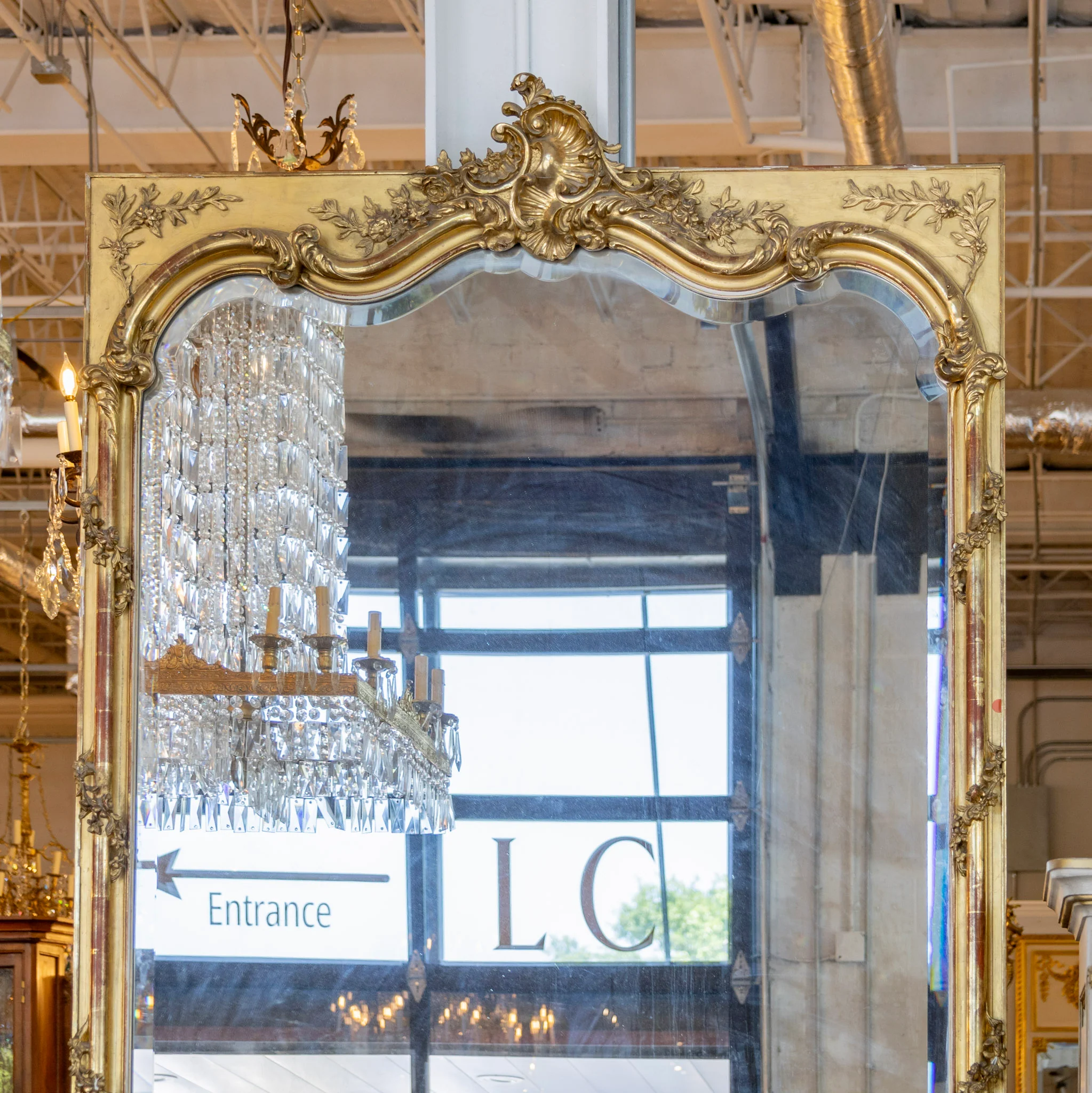 18th Century French Mirror - Ornate Frame & Original Beveled Glass - Image 2