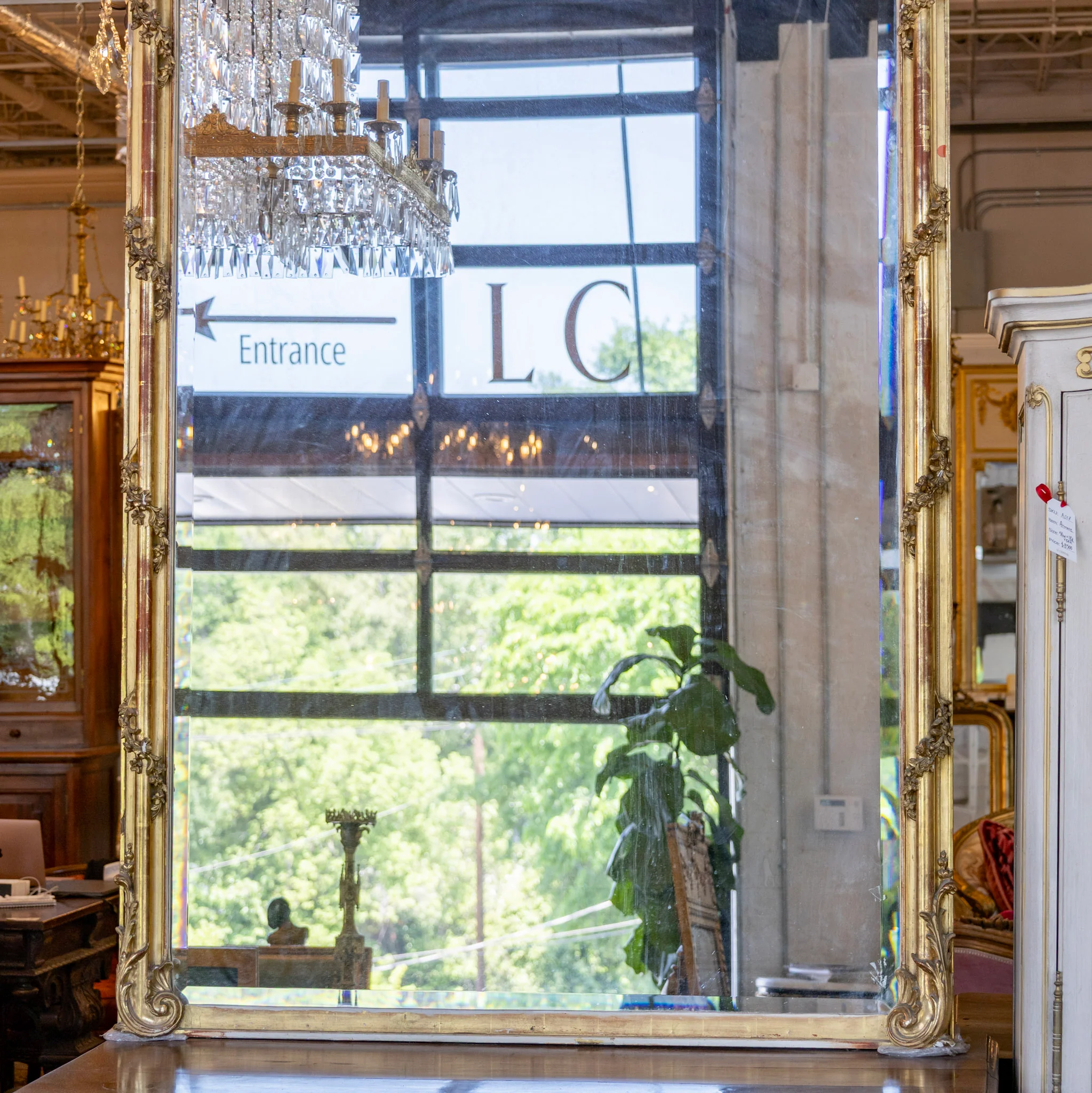 18th Century French Mirror - Ornate Frame & Original Beveled Glass - Image 3