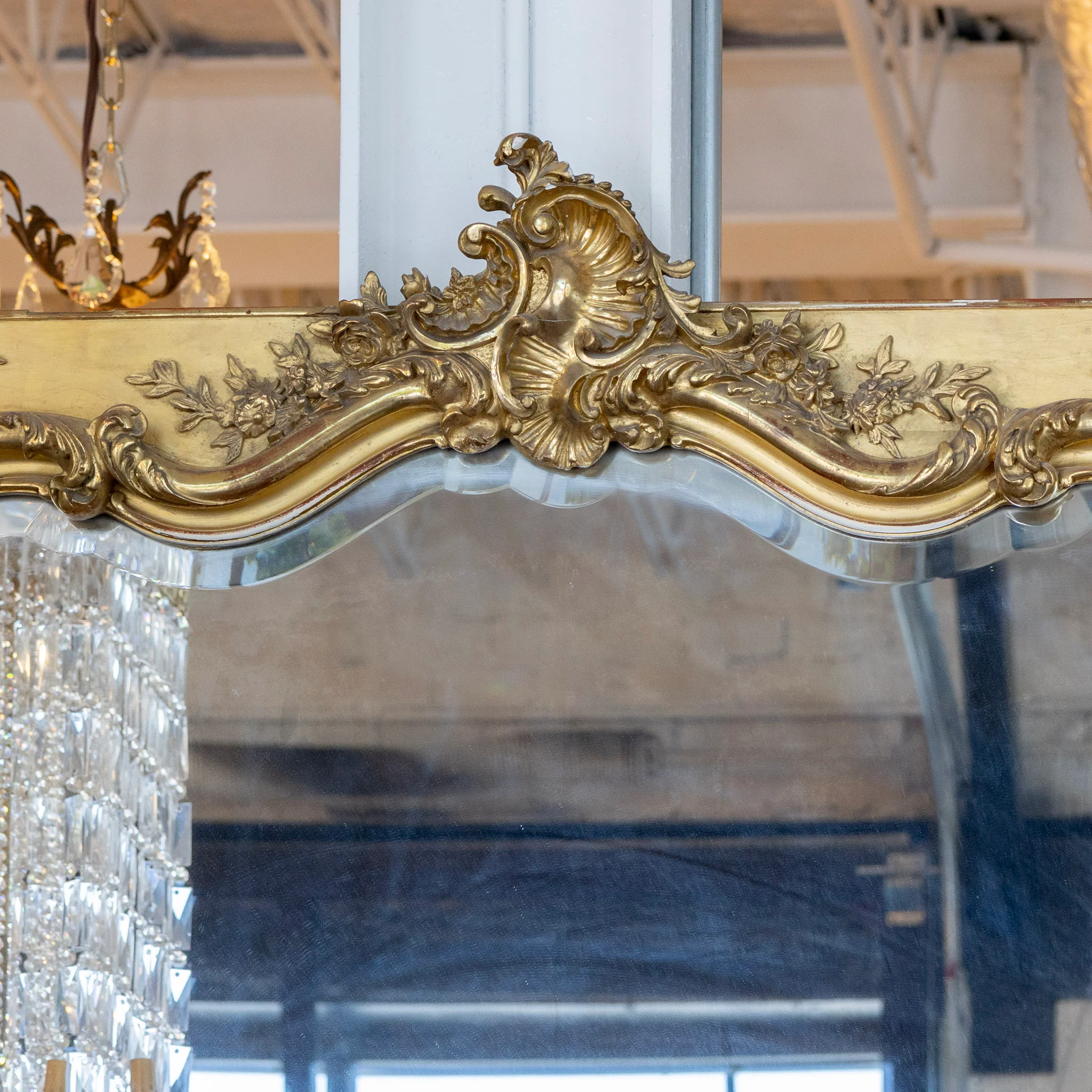 18th Century French Mirror - Ornate Frame & Original Beveled Glass - Image 5