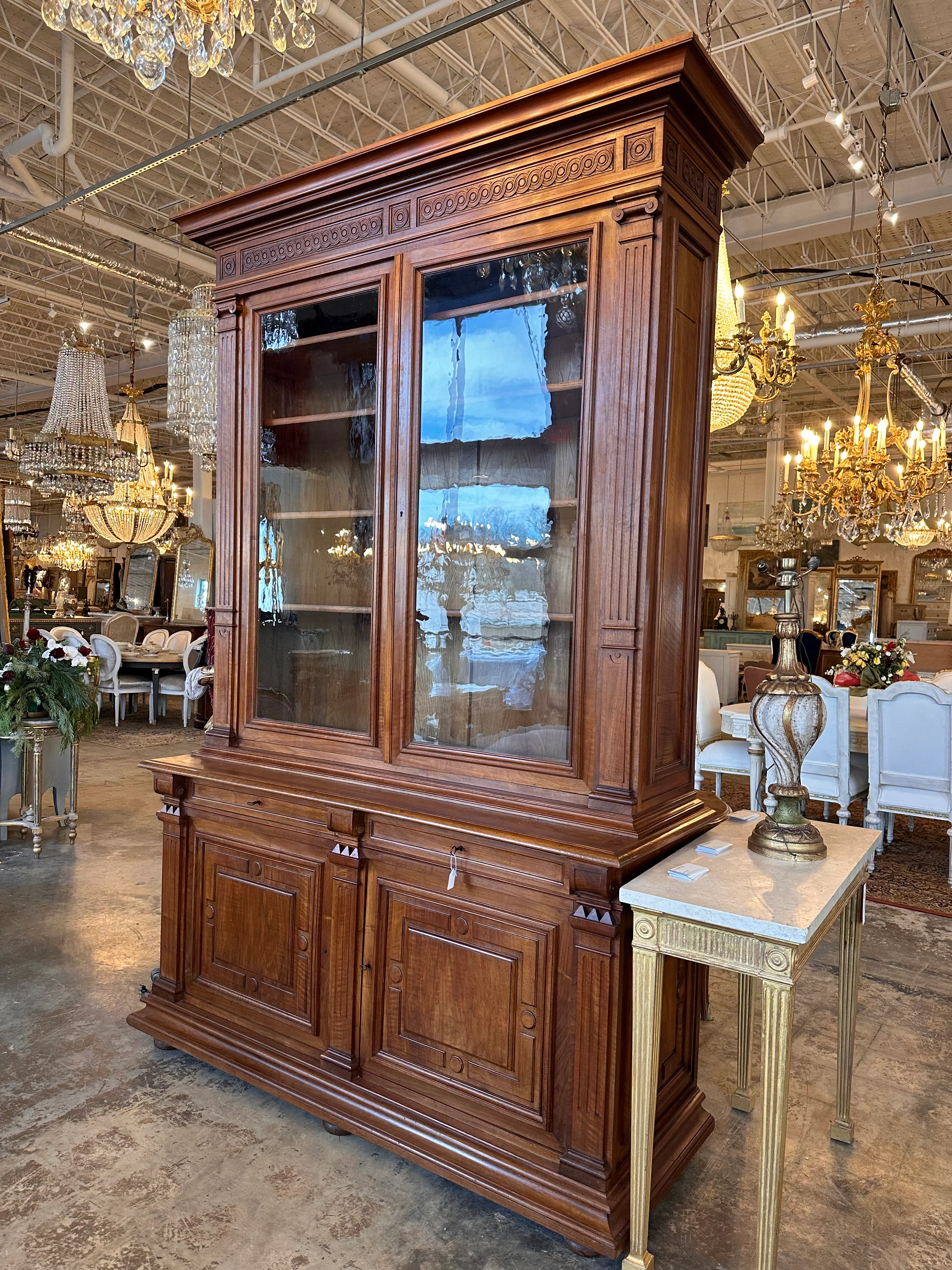 Glass Front Cupboard in Mahogany Finish - Image 3