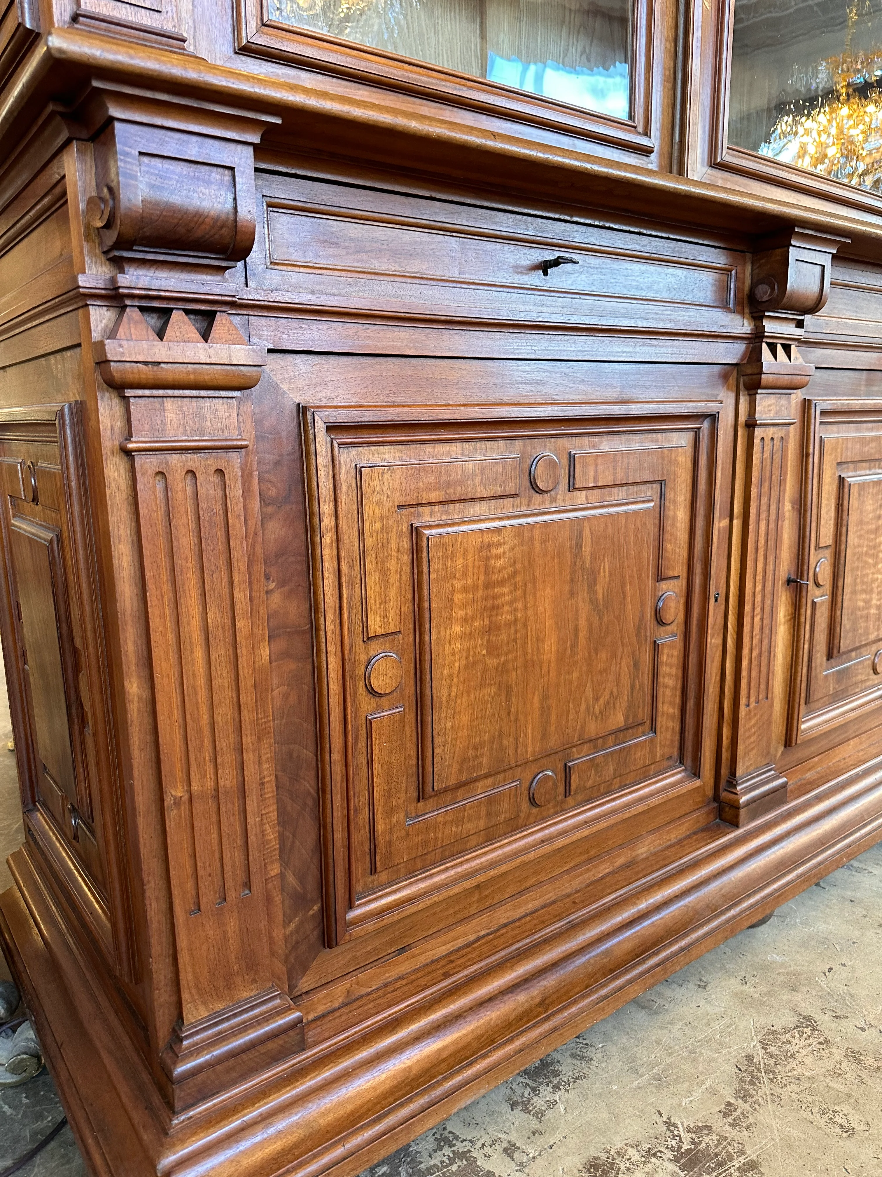 Glass Front Cupboard in Mahogany Finish - Image 4