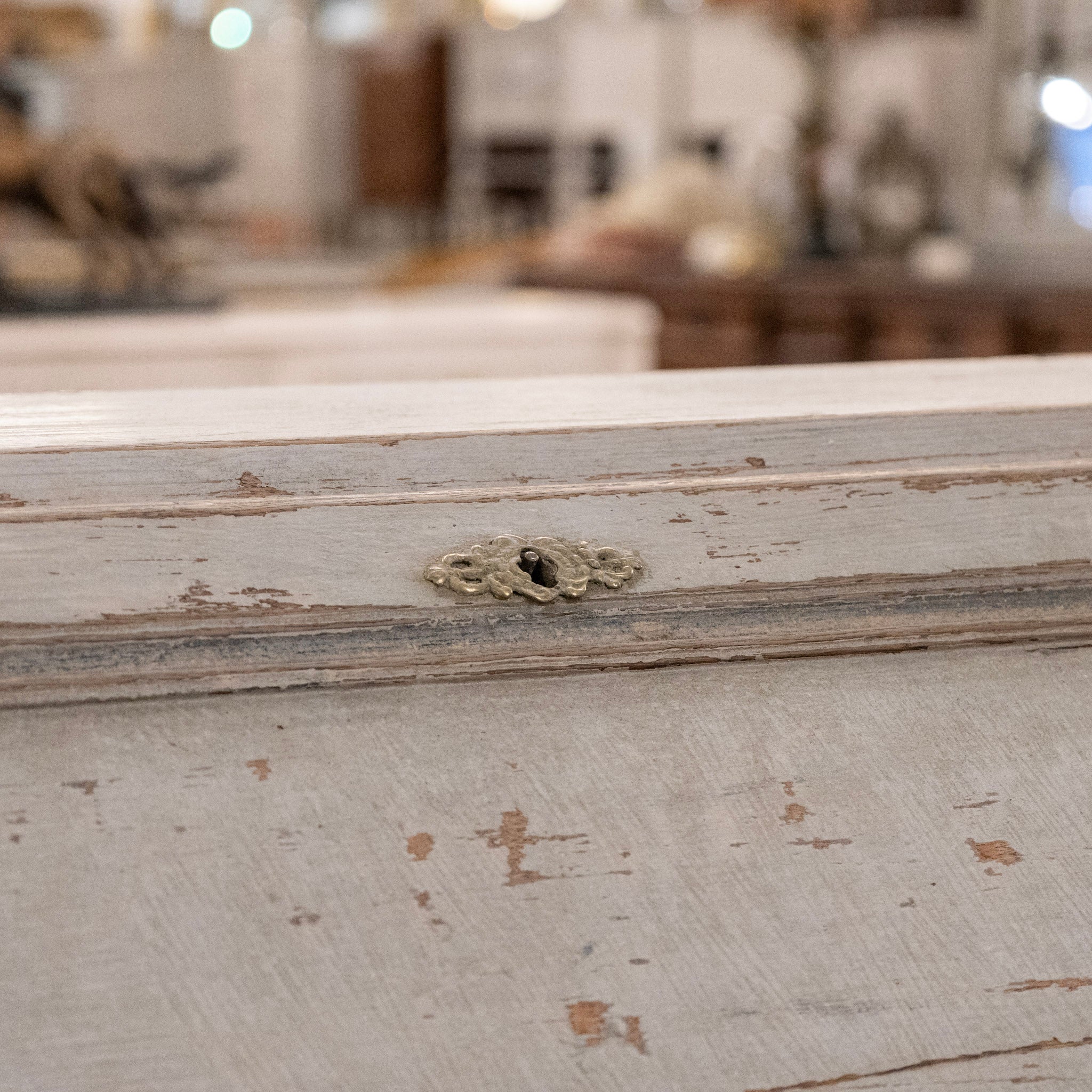 18th Century Gustavian Secretary Desk in Grey Painted Finish with Carved Detailing - Image 10