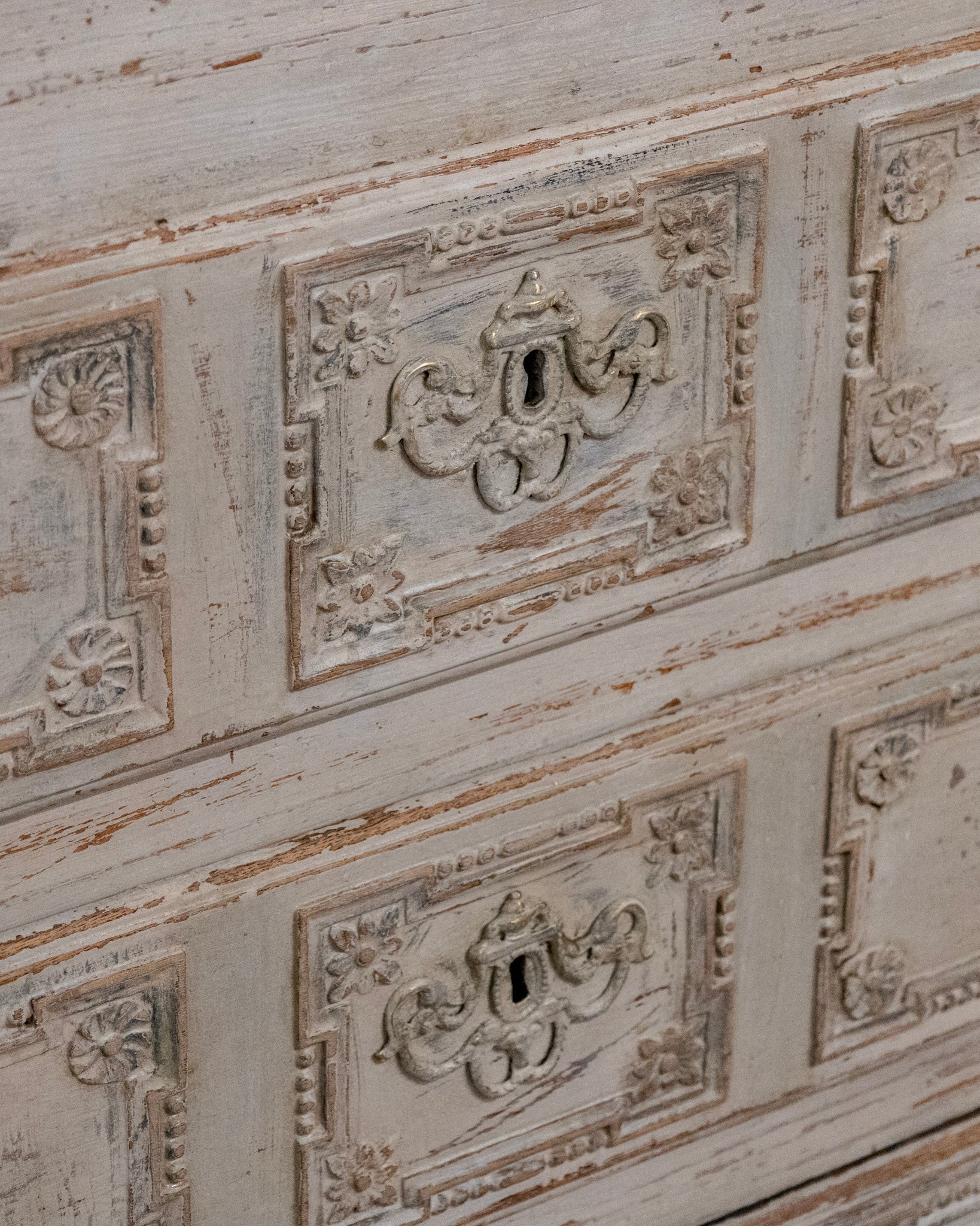 18th Century Gustavian Secretary Desk in Grey Painted Finish with Carved Detailing - Image 13