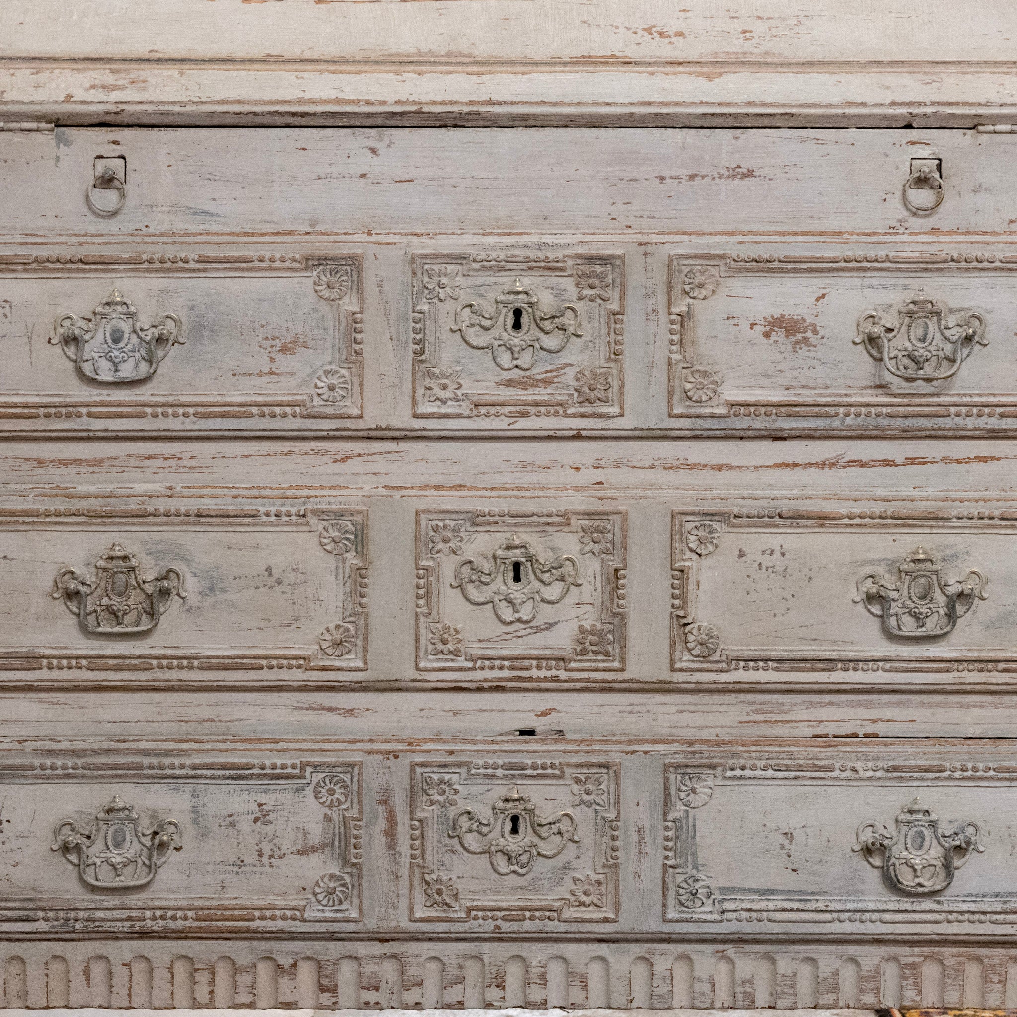 18th Century Gustavian Secretary Desk in Grey Painted Finish with Carved Detailing - Image 8