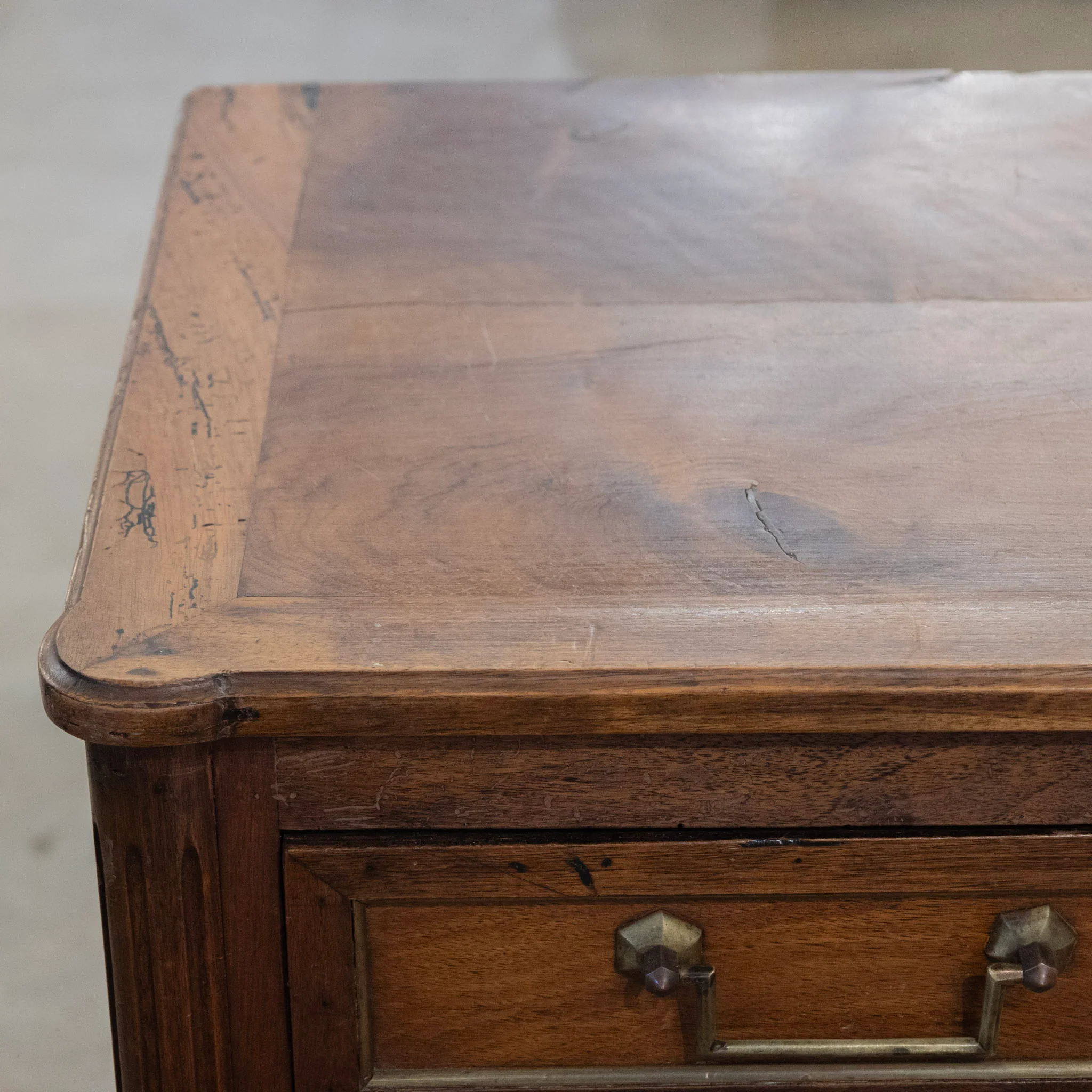 18th Century Louis XVI Wood Chest – Brass Trim & Square Pulls - Image 9