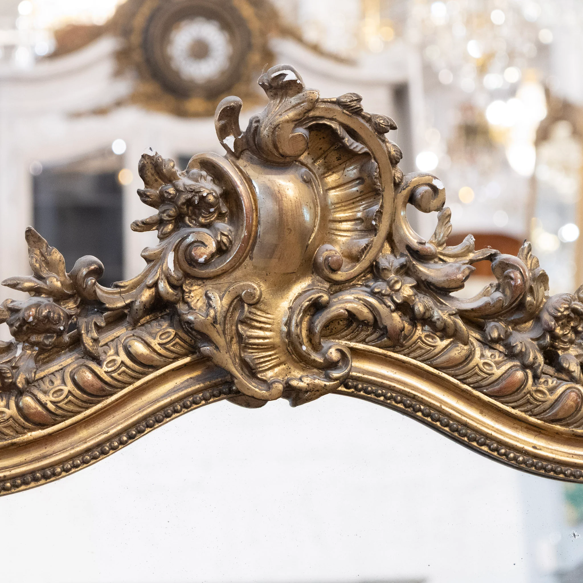 18th Century Ornate French Gilded Mirror – Acanthus Leaf Frame & Shell Crest - Image 5