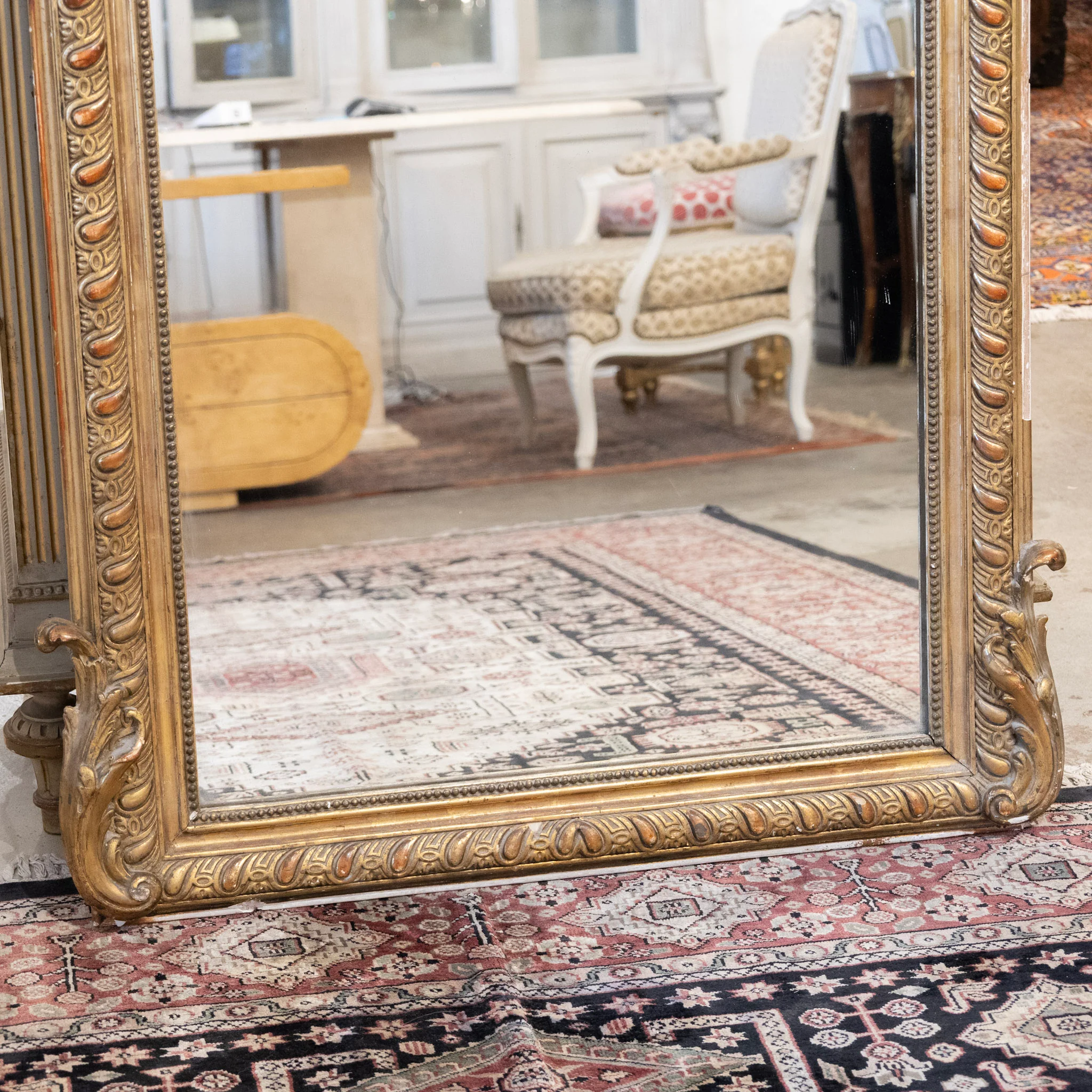 18th Century Ornate French Gilded Mirror – Acanthus Leaf Frame & Shell Crest - Image 6
