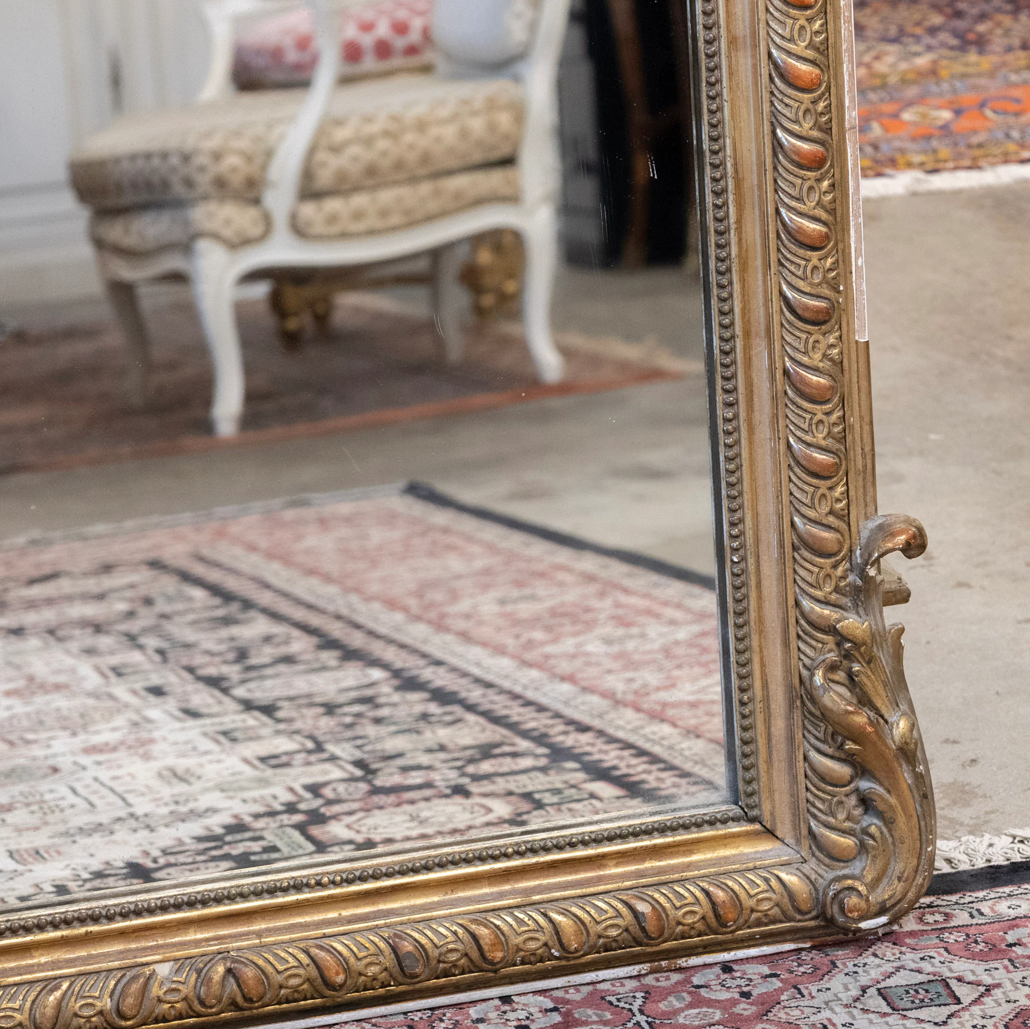 18th Century Ornate French Gilded Mirror – Acanthus Leaf Frame & Shell Crest - Image 7