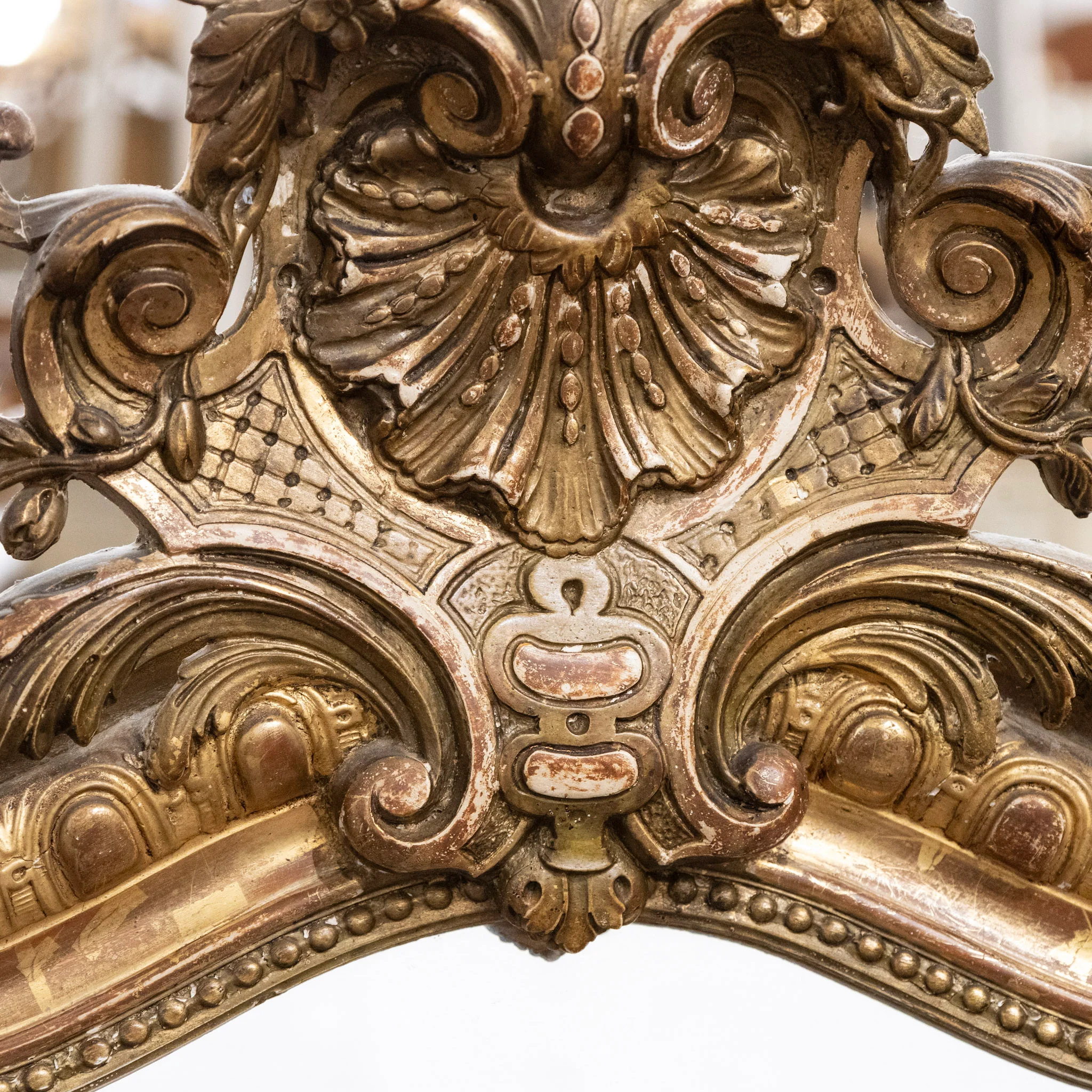 18th-Century Ornate French Gilded Mirror – Shell Crest & Carved Trim - Image 7