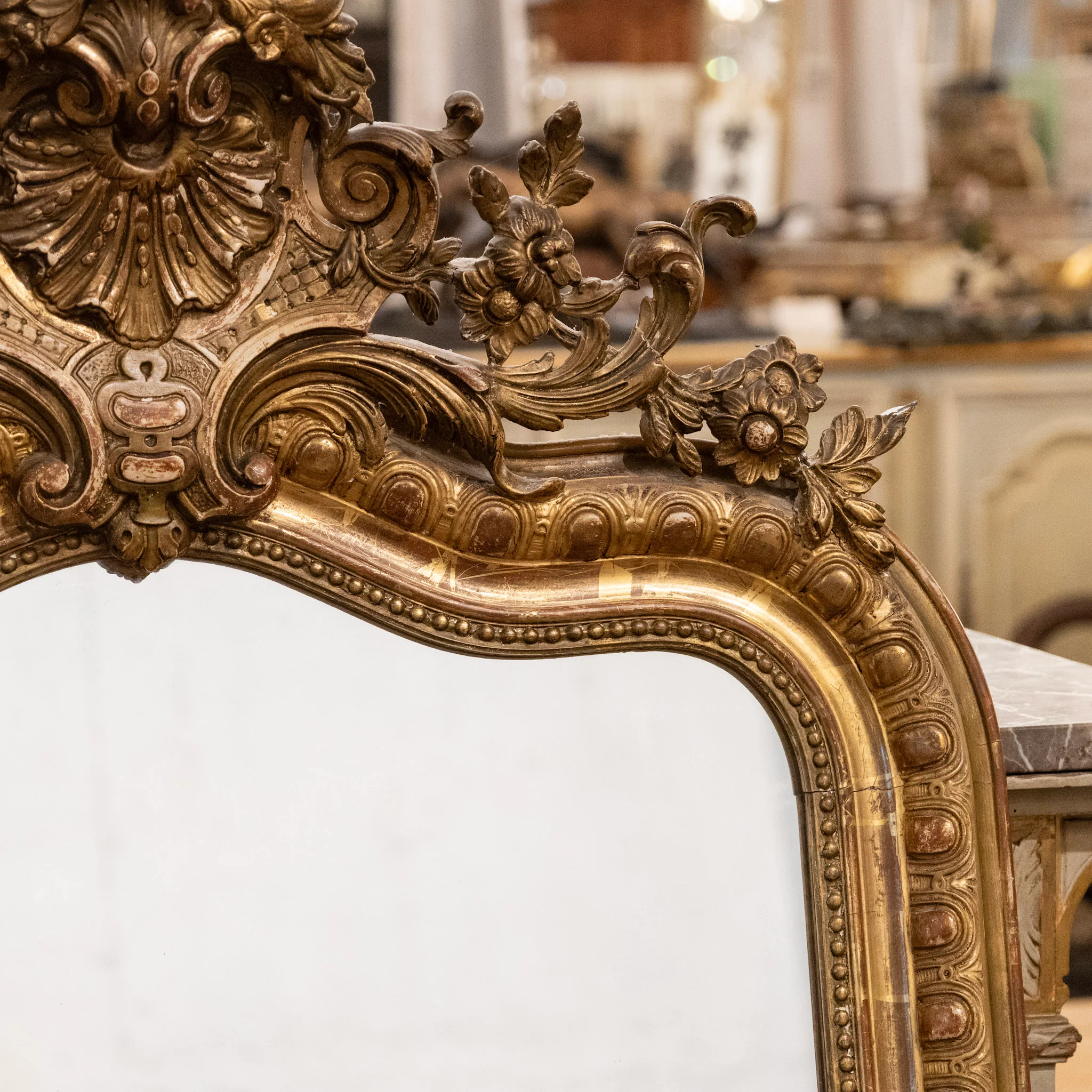 18th-Century Ornate French Gilded Mirror – Shell Crest & Carved Trim - Image 8