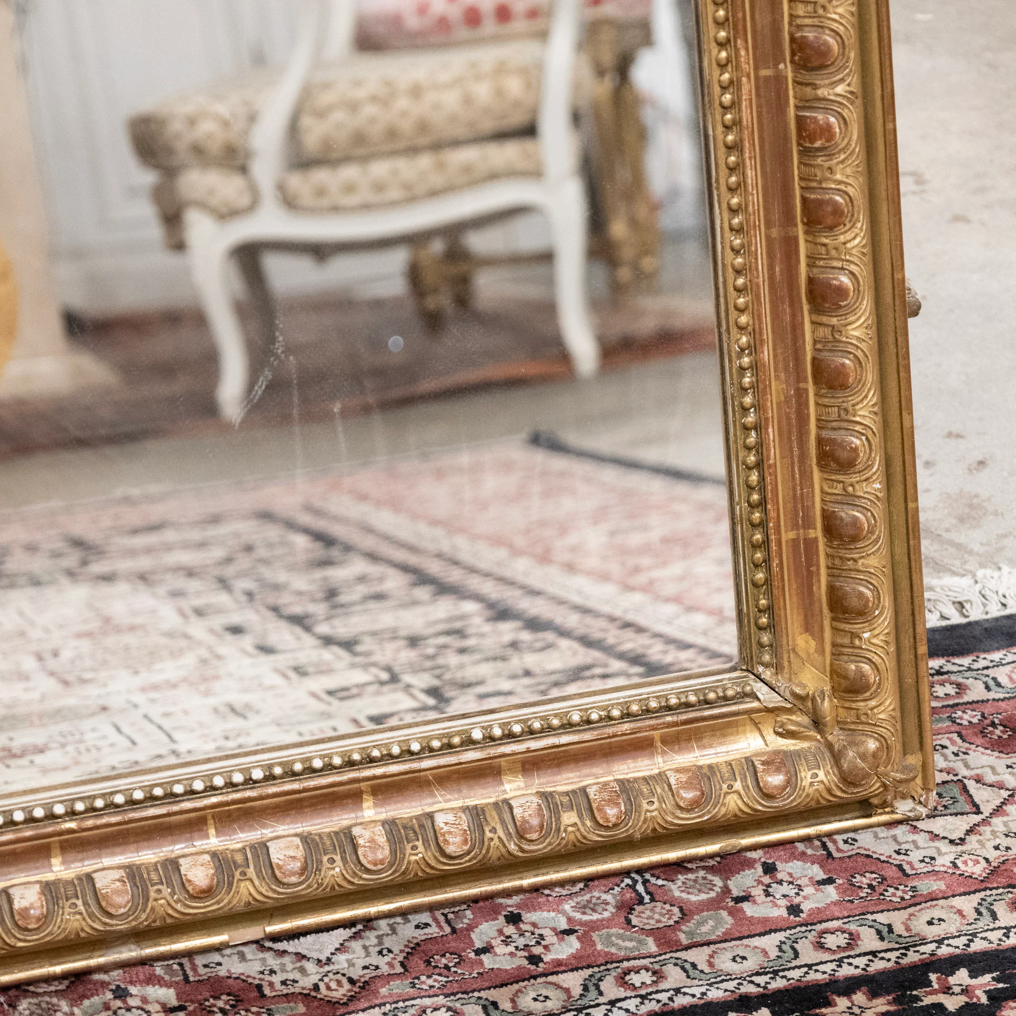 18th-Century Ornate French Gilded Mirror – Shell Crest & Carved Trim - Image 9