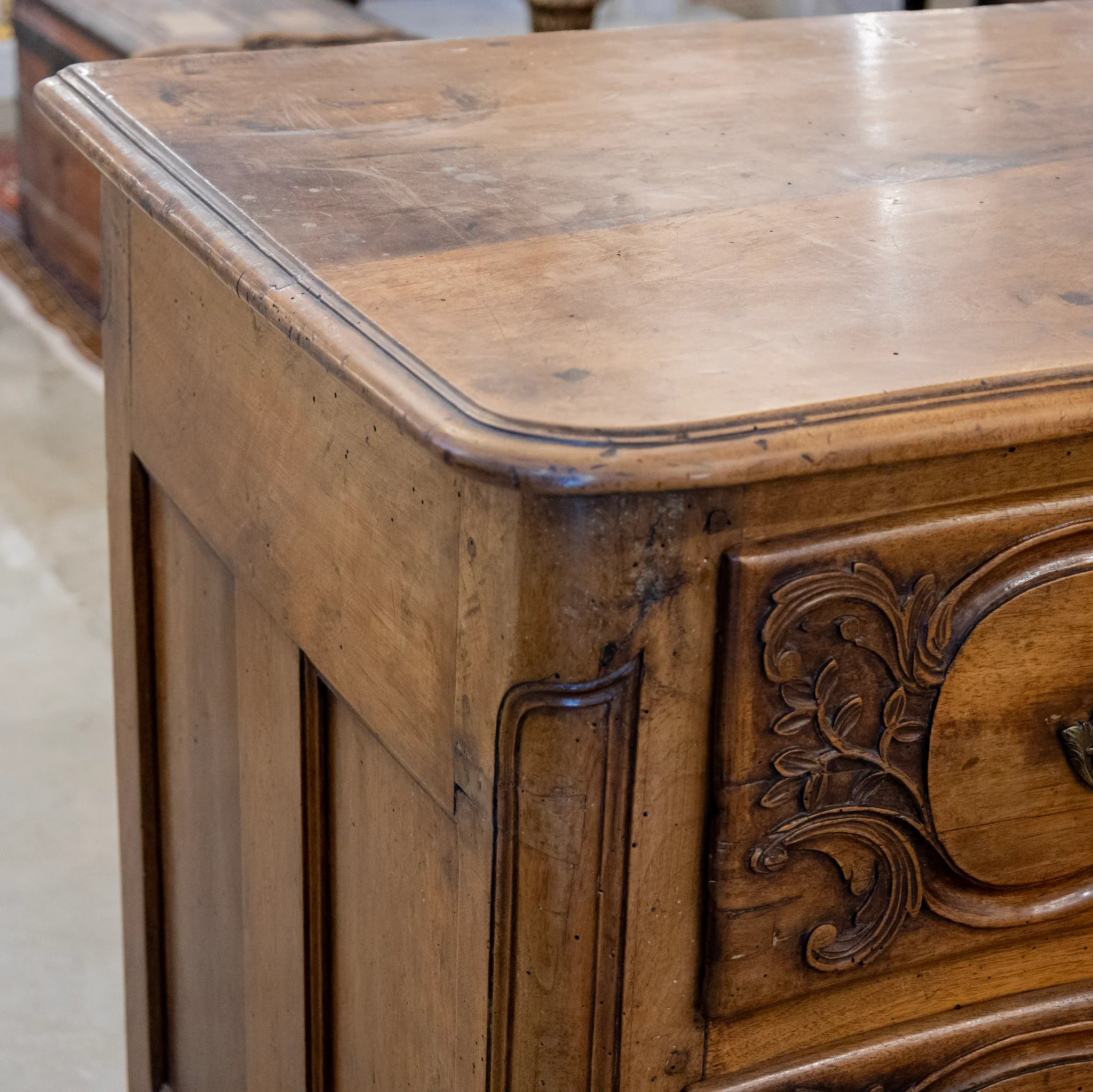 18th Century Wood Carved Chest – Ornate Hardware - Image 10