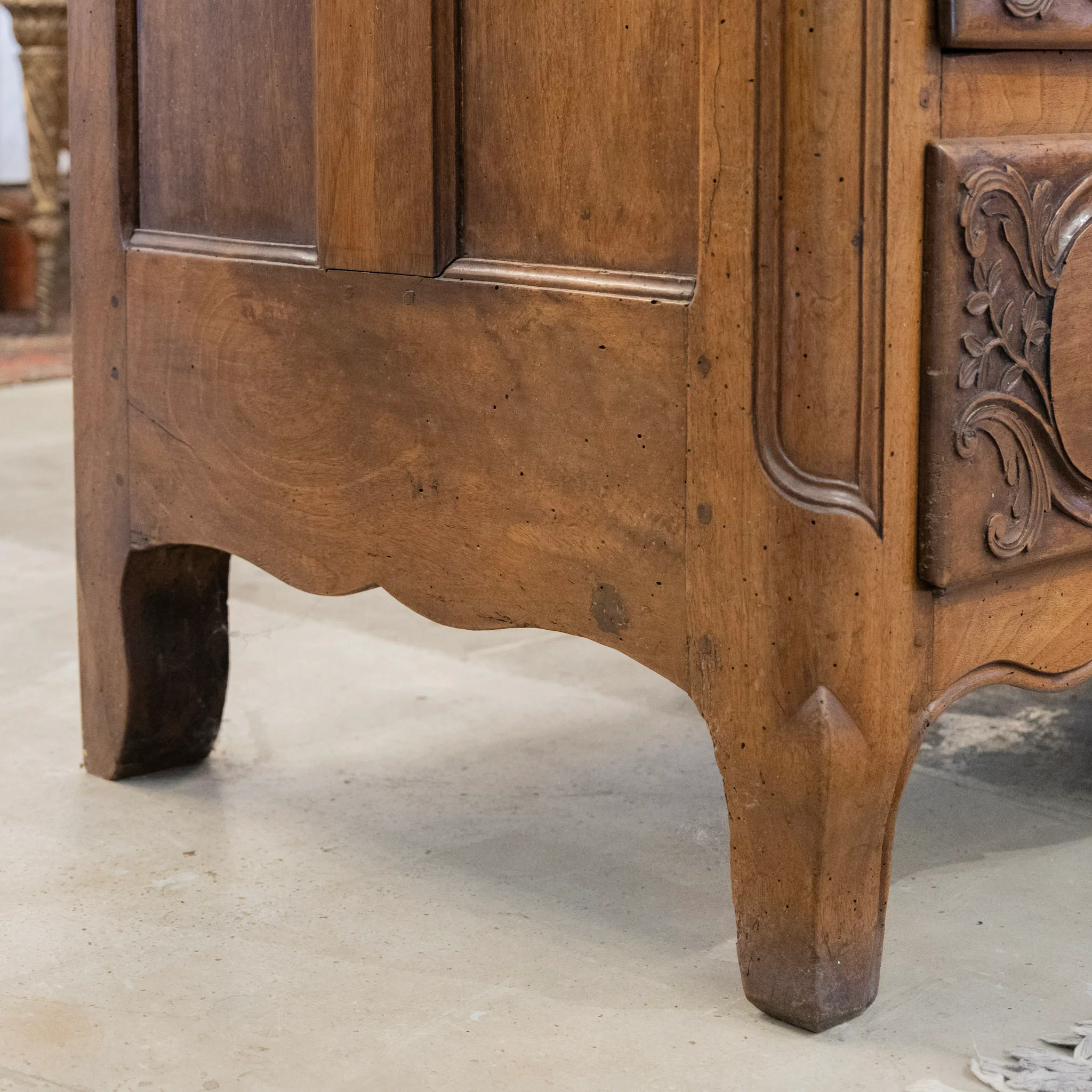 18th Century Wood Carved Chest – Ornate Hardware - Image 12