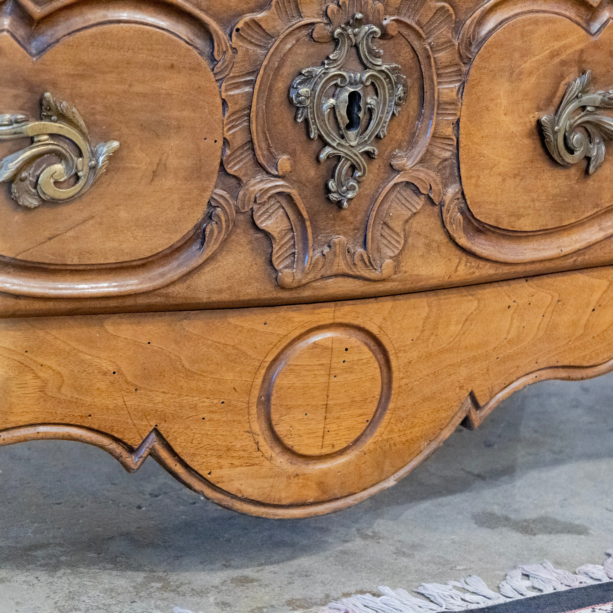18th Century Wood Carved Chest – Ornate Hardware - Image 15