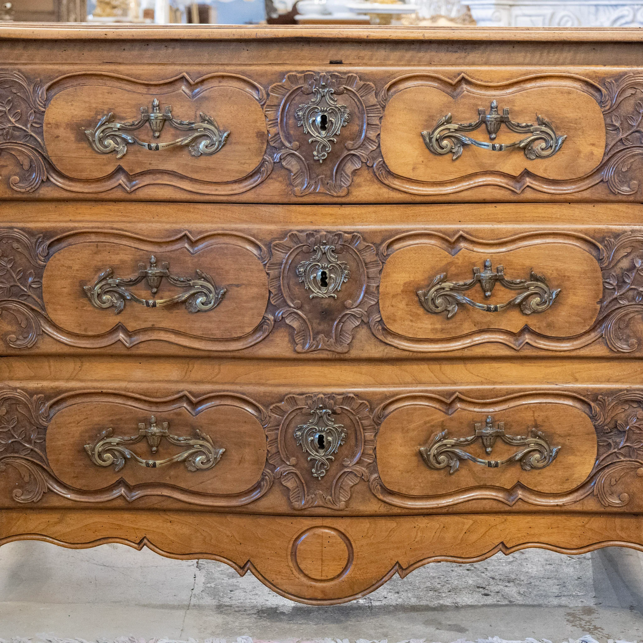 18th Century Wood Carved Chest – Ornate Hardware - Image 4