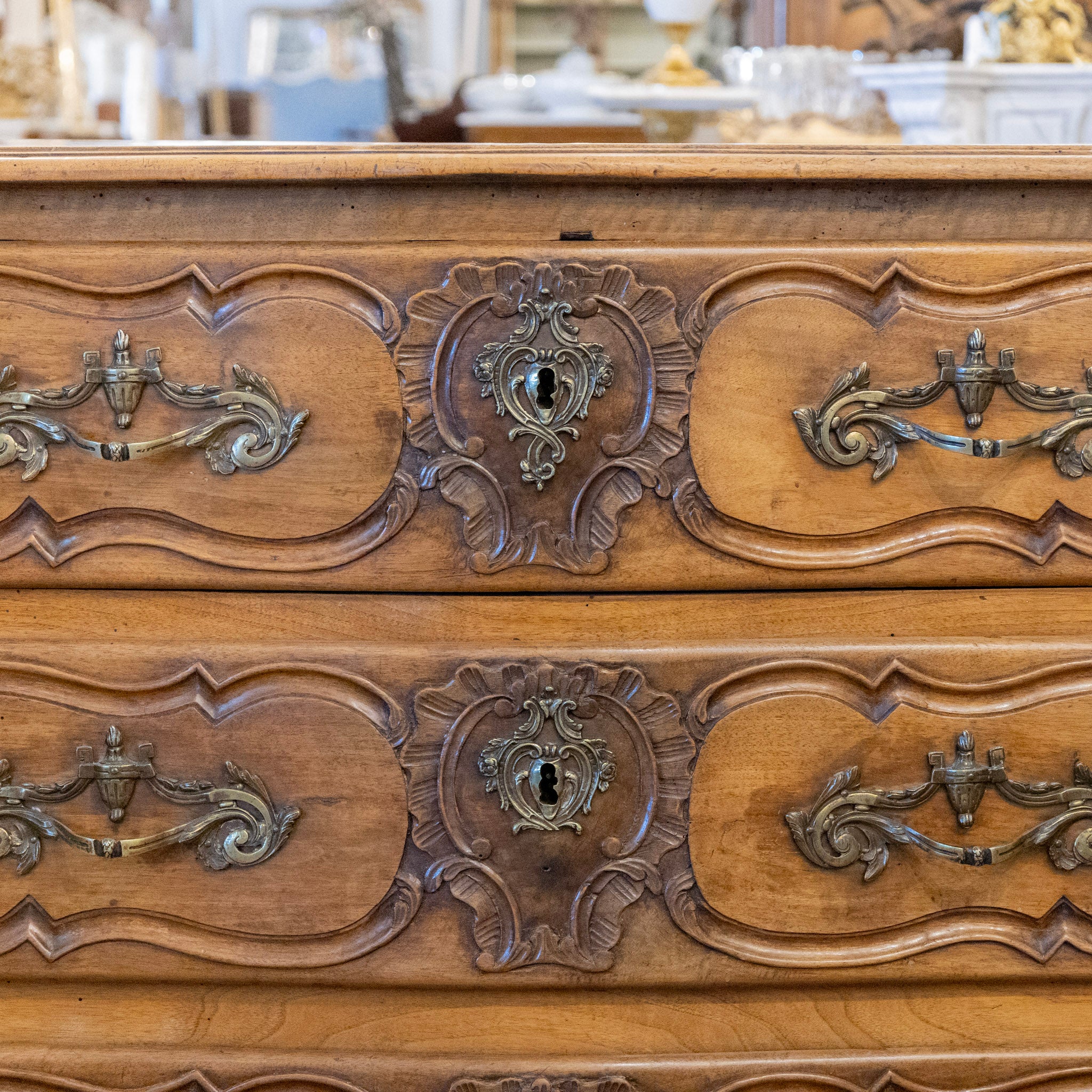 18th Century Wood Carved Chest – Ornate Hardware - Image 5