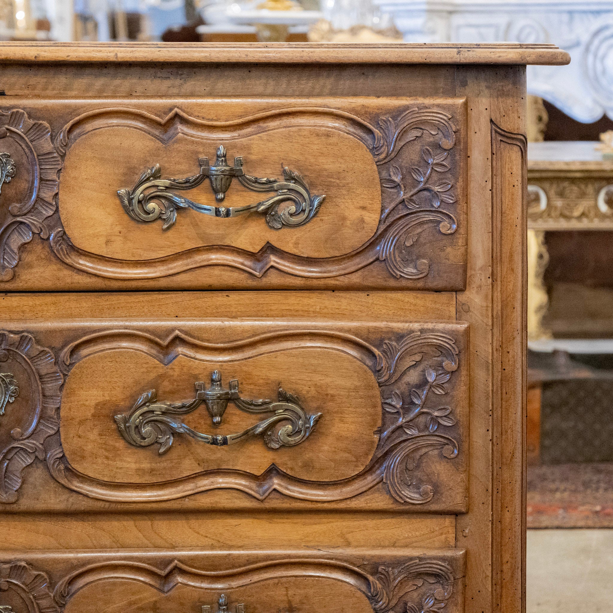 18th Century Wood Carved Chest – Ornate Hardware - Image 7