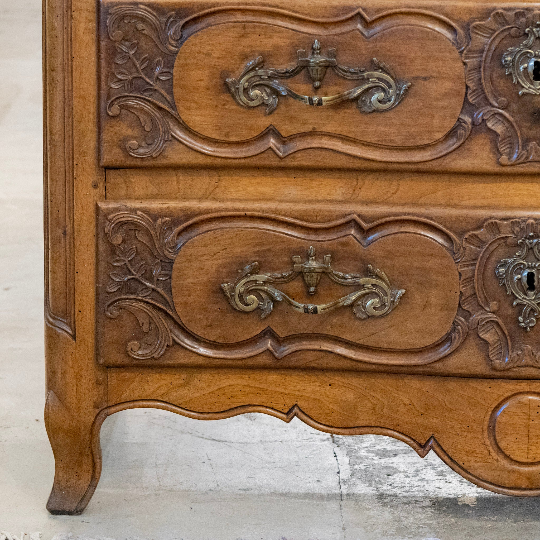 18th Century Wood Carved Chest – Ornate Hardware - Image 8