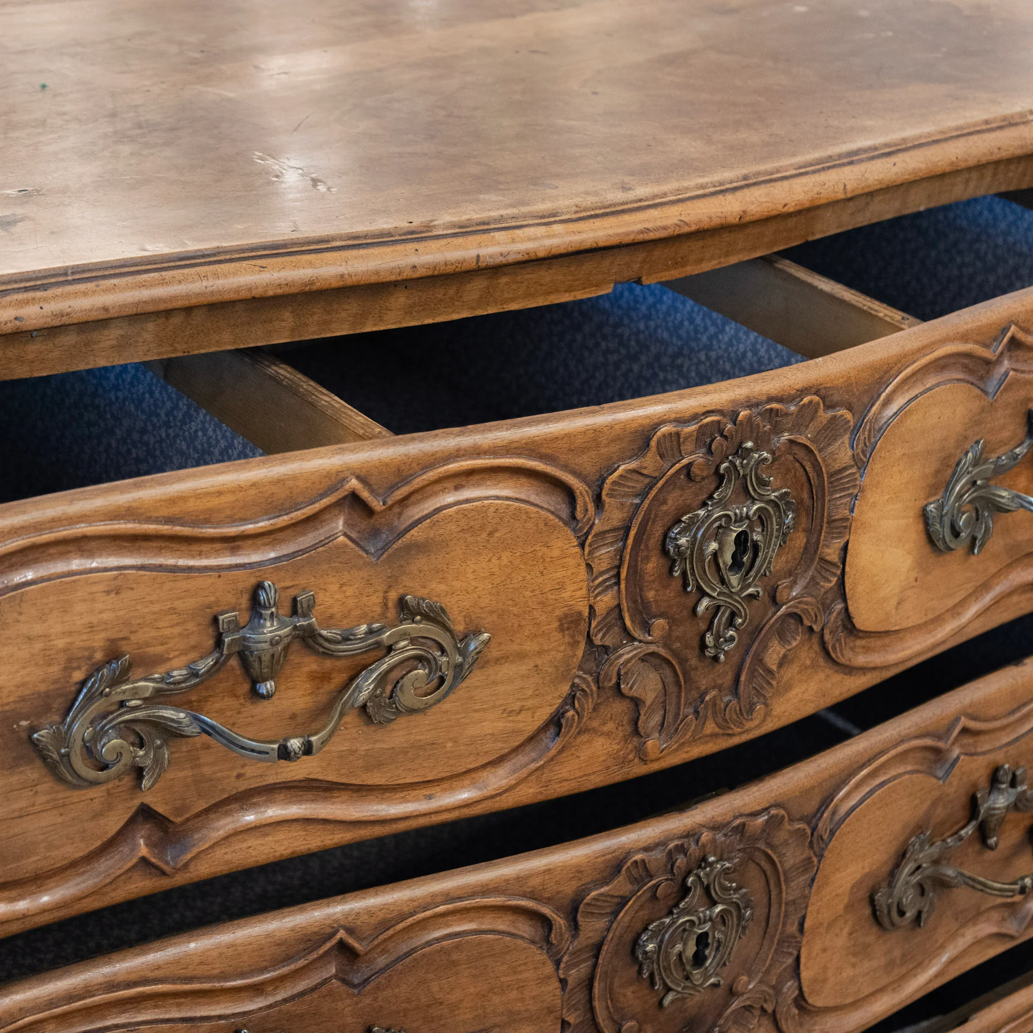 18th Century Wood Carved Chest – Ornate Hardware - Image 9