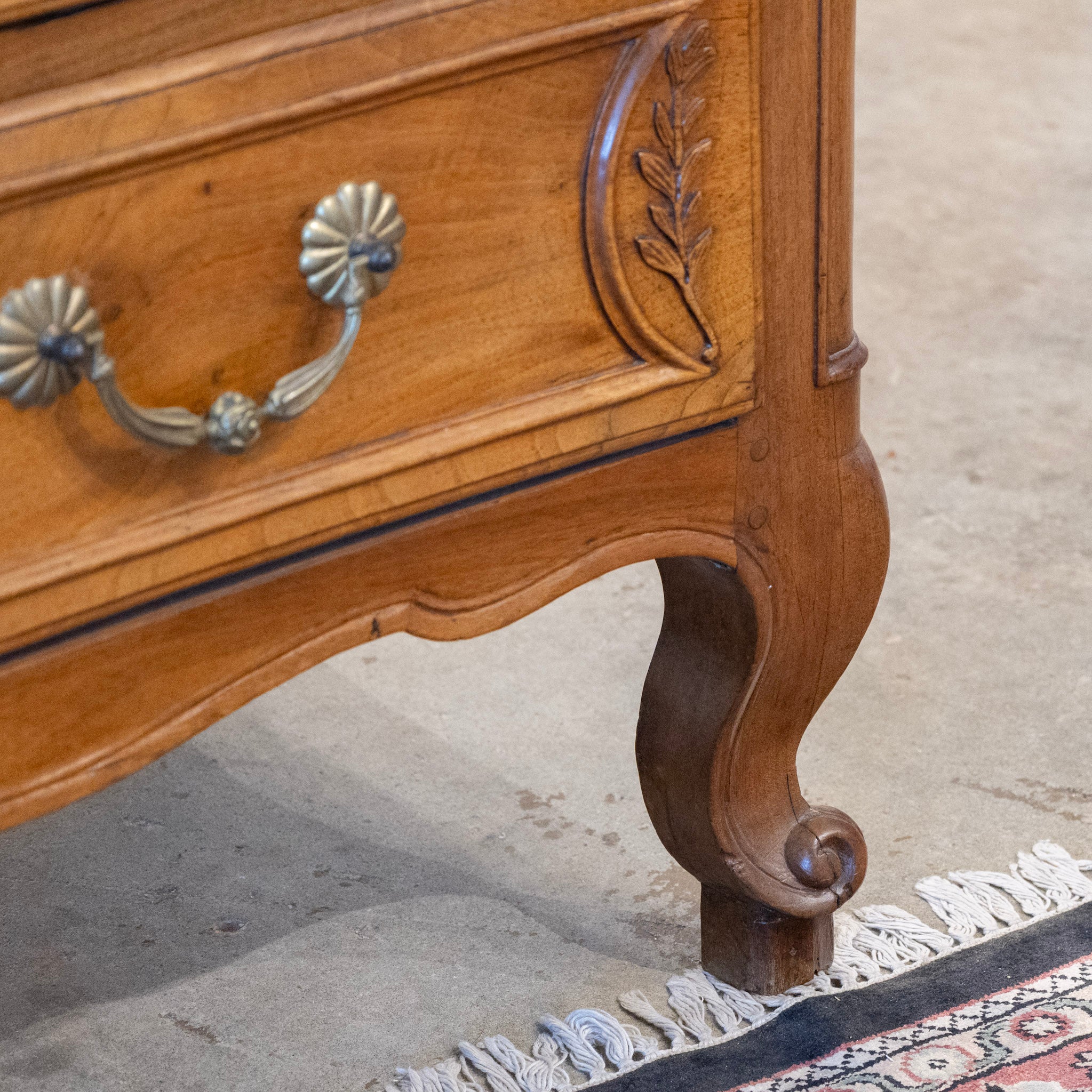 18th Century Wood Chest – Hand-Carved Details & Brass Rosette Pulls - Image 11