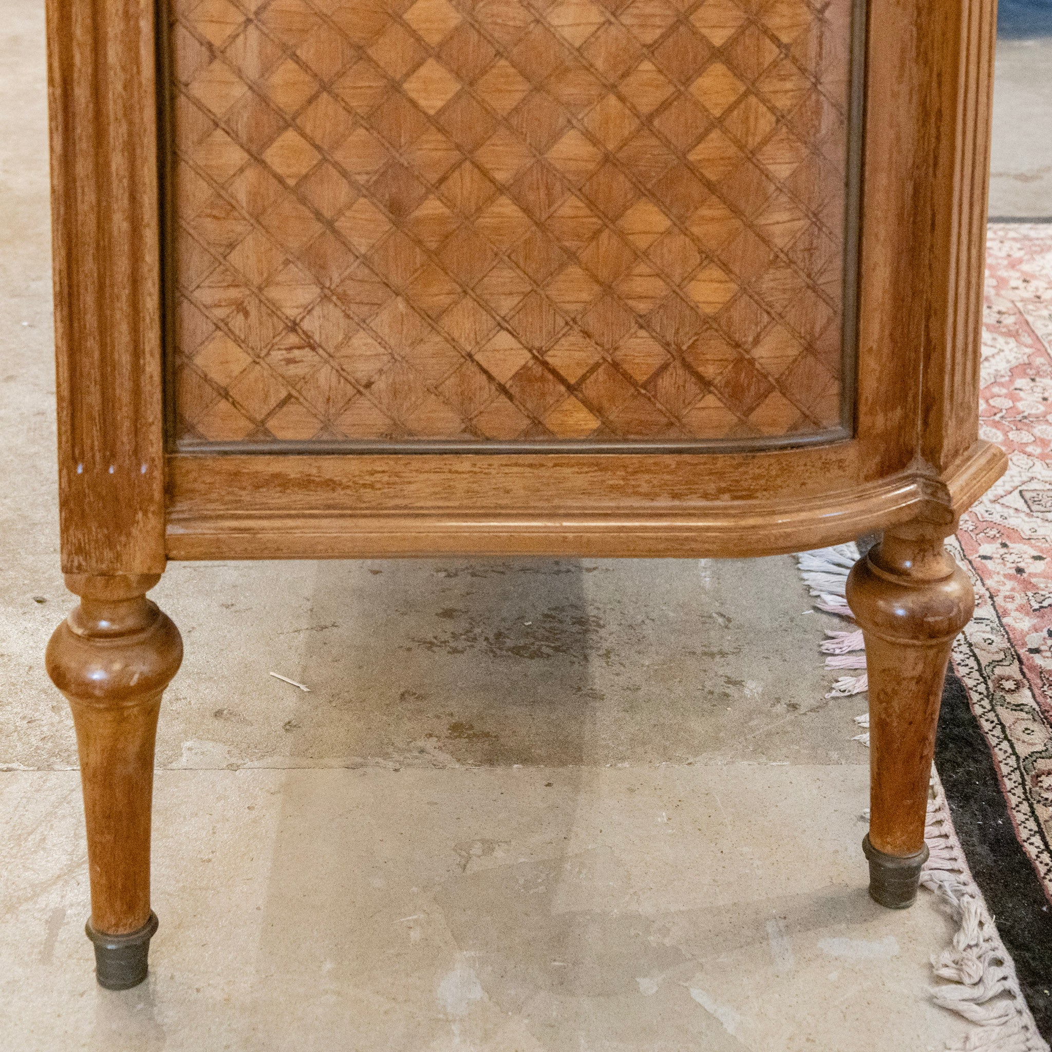 18th Century Wooden Chest – Cream Marble Top & Cabinet Doors - Image 12