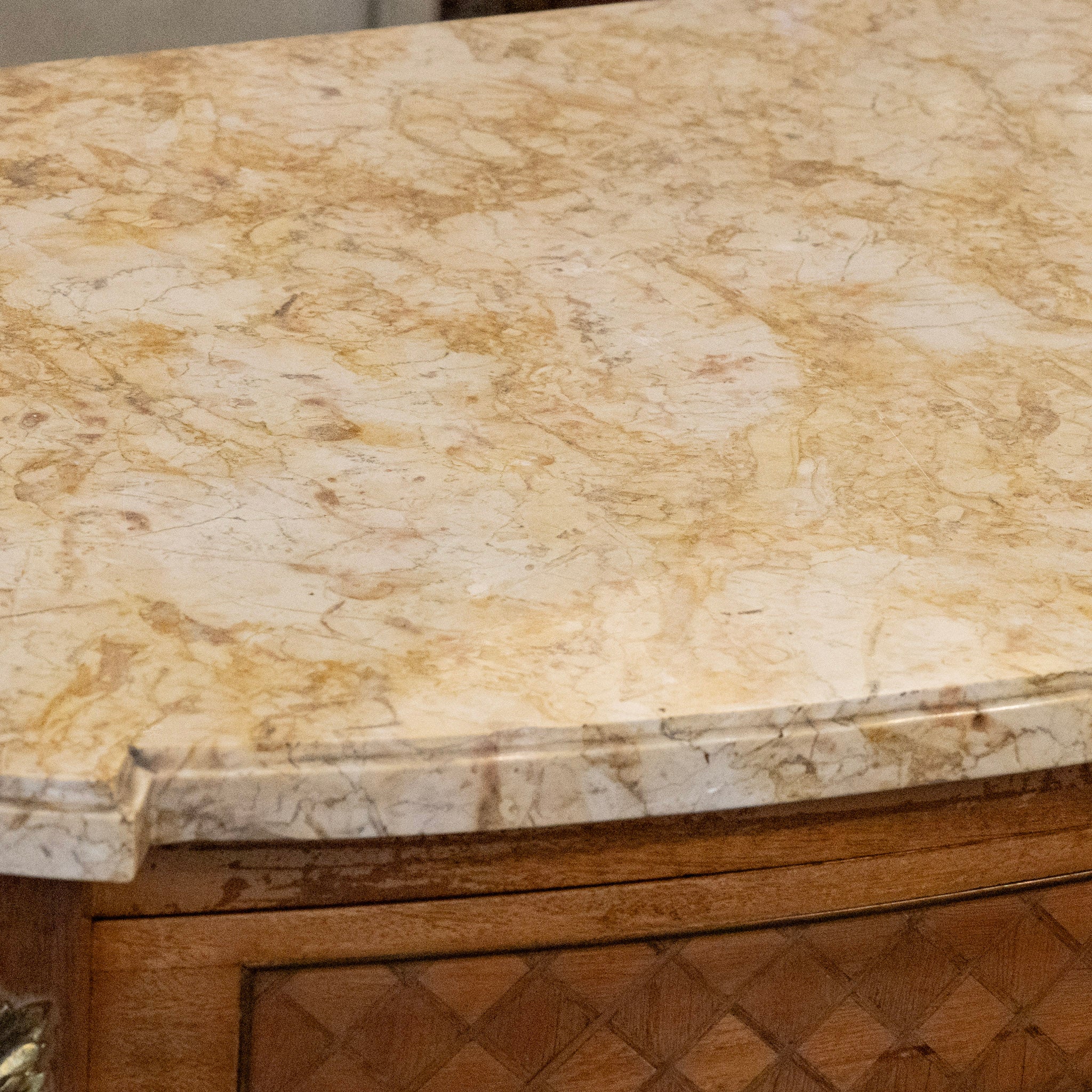 18th Century Wooden Chest – Cream Marble Top & Cabinet Doors - Image 13