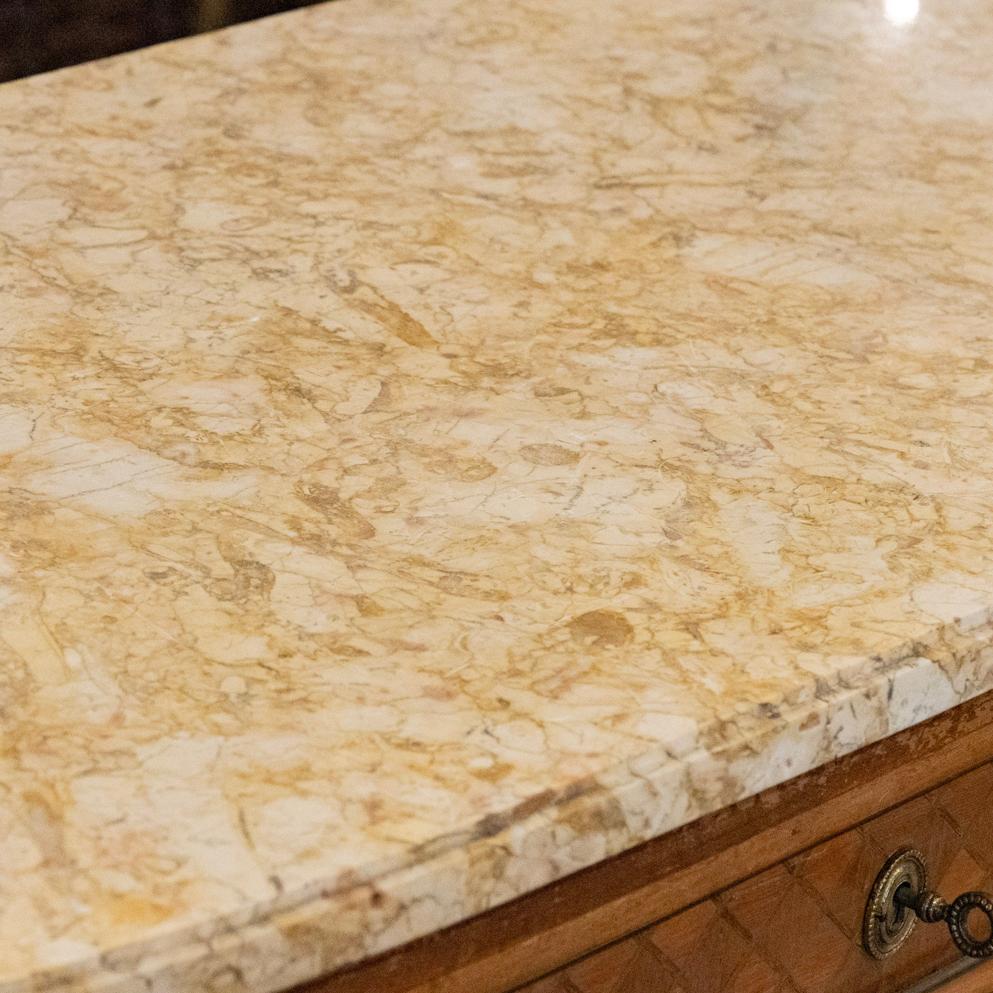 18th Century Wooden Chest – Cream Marble Top & Cabinet Doors - Image 15