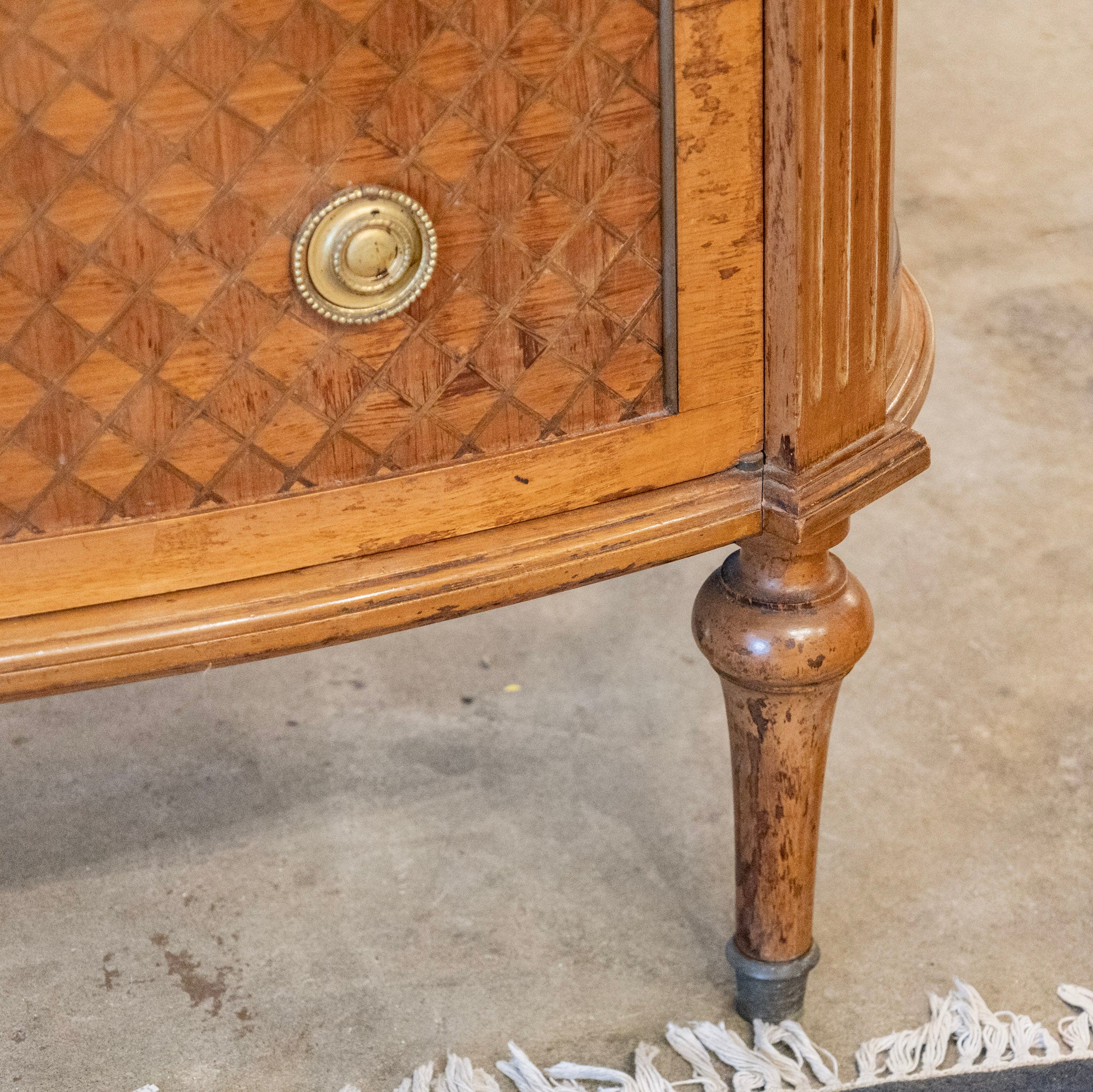 18th Century Wooden Chest – Cream Marble Top & Cabinet Doors - Image 19