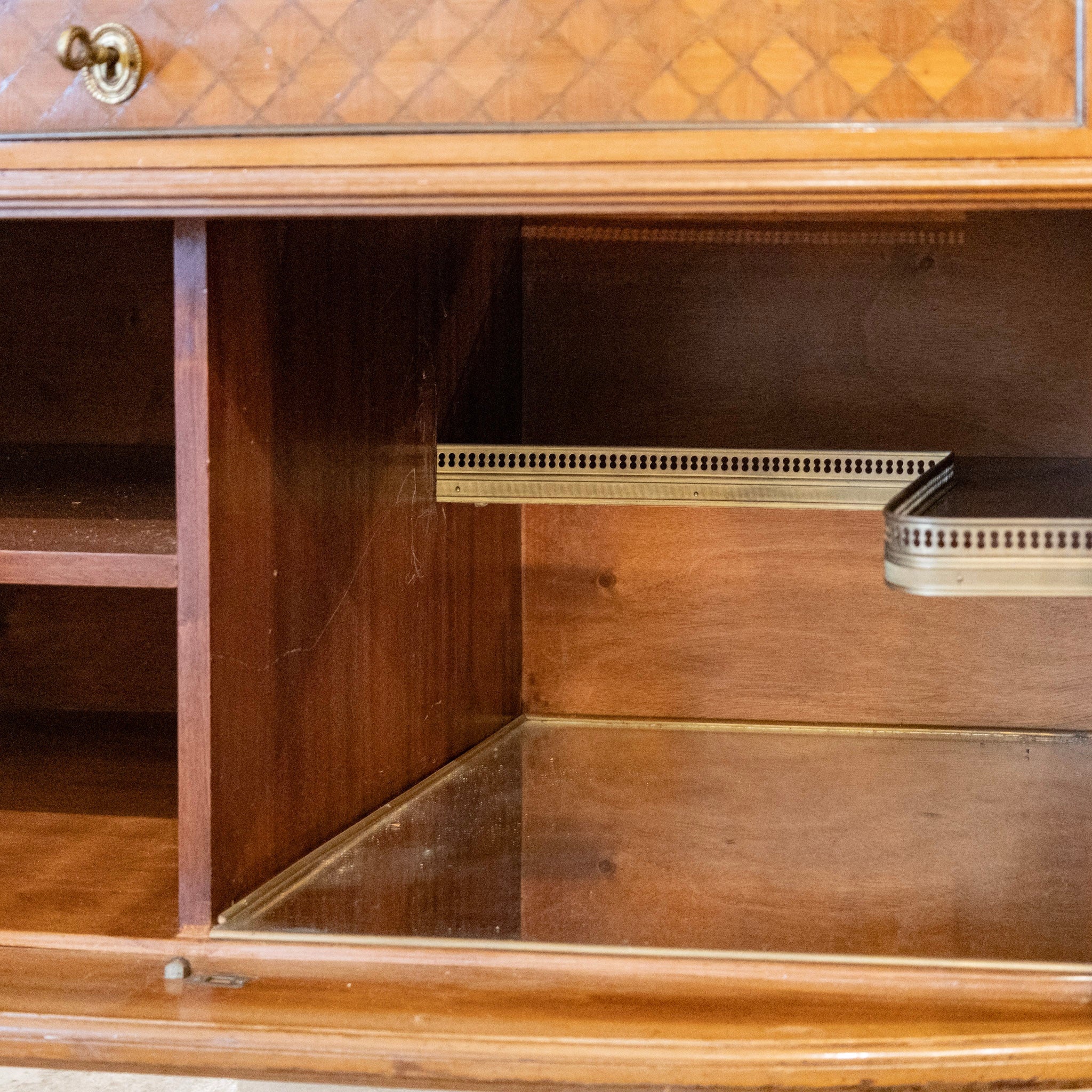 18th Century Wooden Chest – Cream Marble Top & Cabinet Doors - Image 5