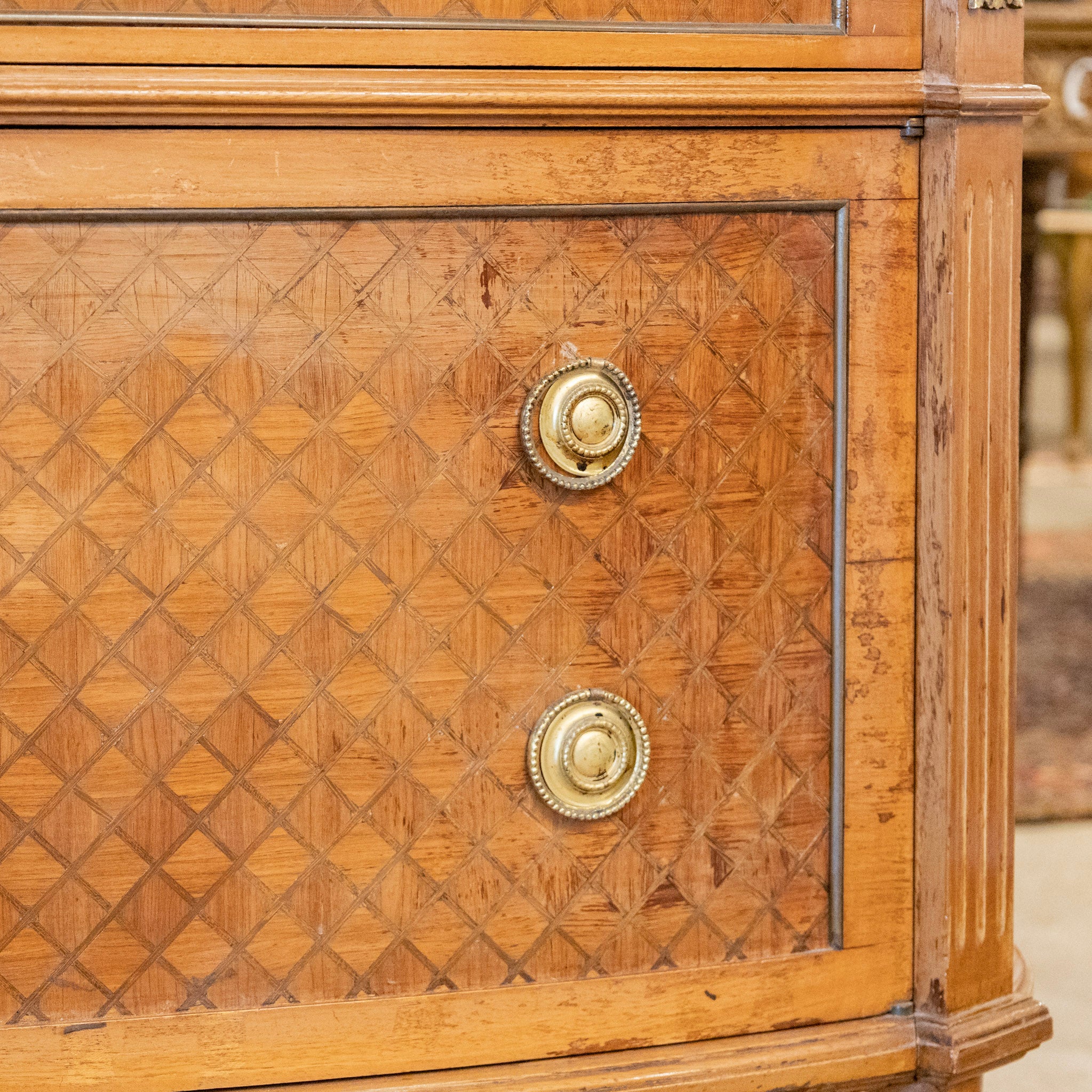18th Century Wooden Chest – Cream Marble Top & Cabinet Doors - Image 8