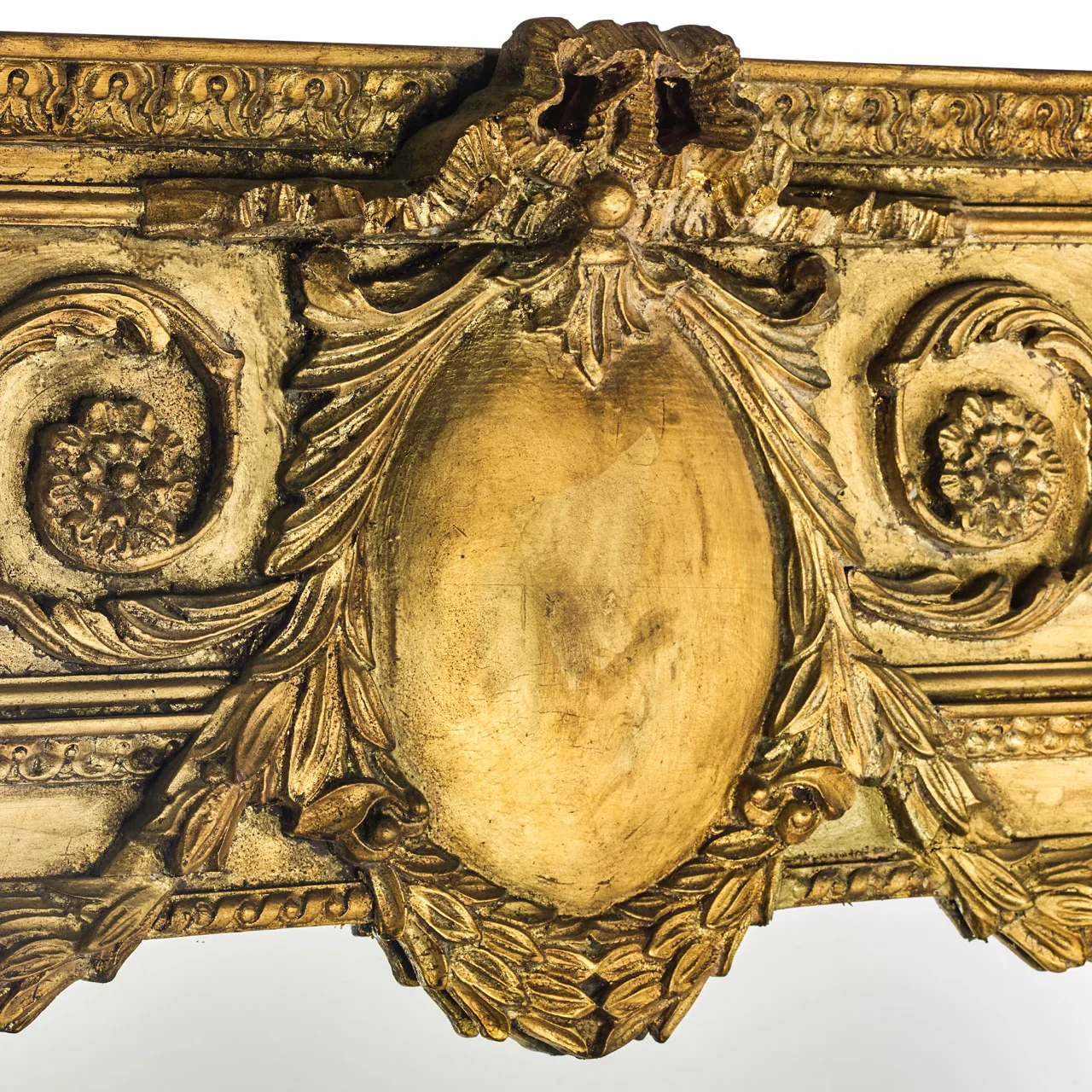 19th Century Giltwood Trumeau Mirror with Floral & Ribbon Motif - Image 3