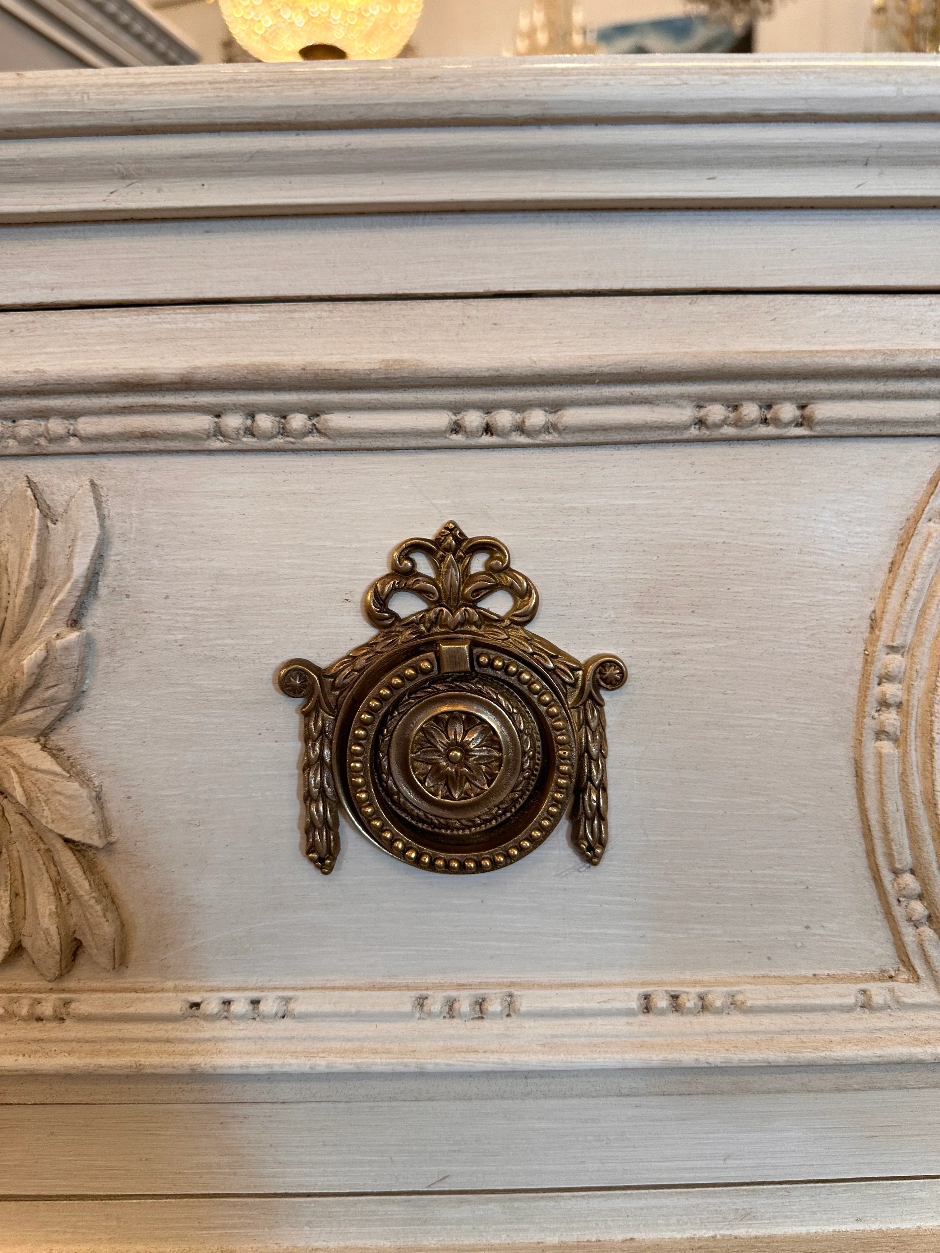 Swedish Chest in White with Carved Details - Image 2