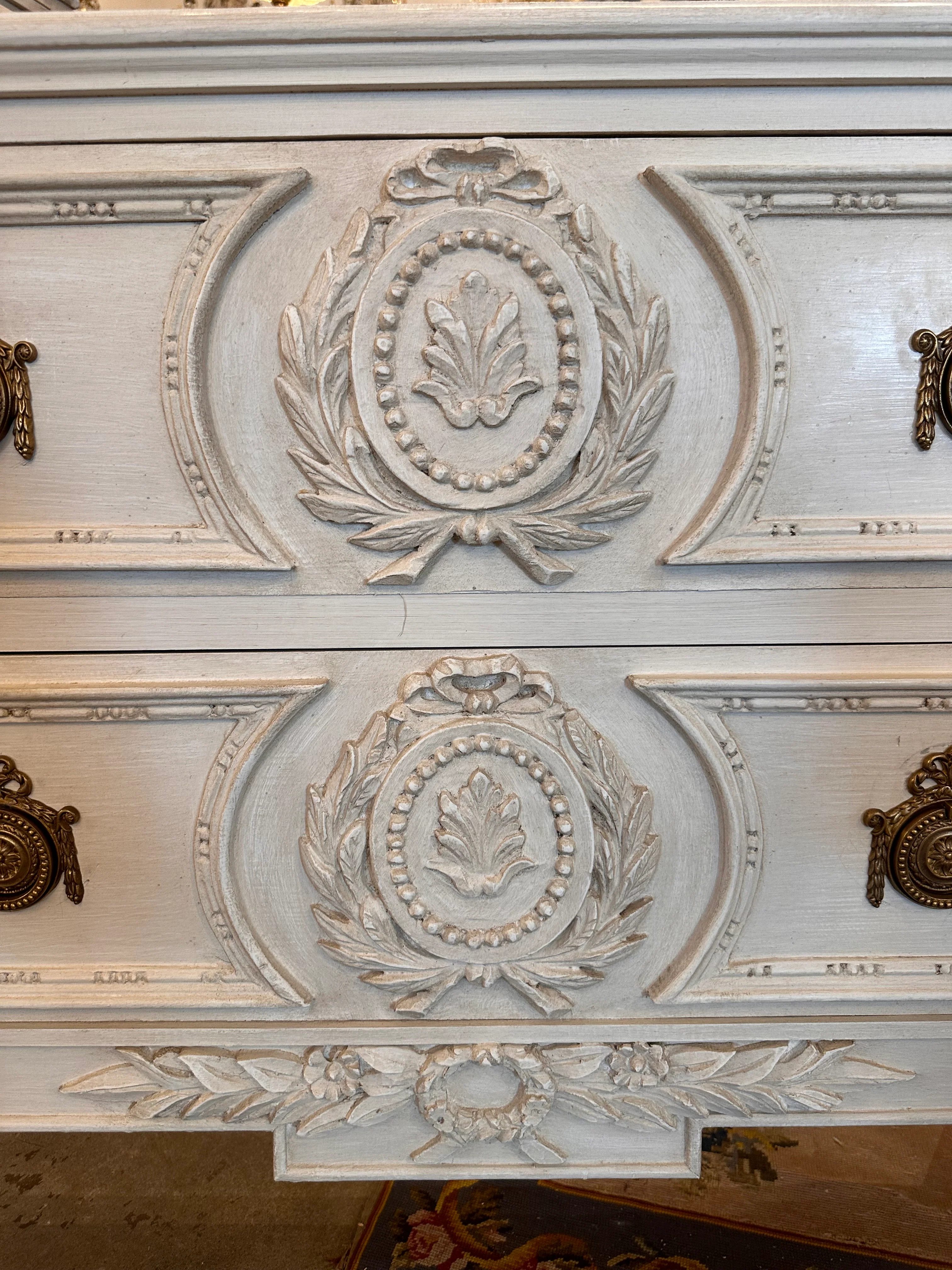 Swedish Chest in White with Carved Details - Image 3