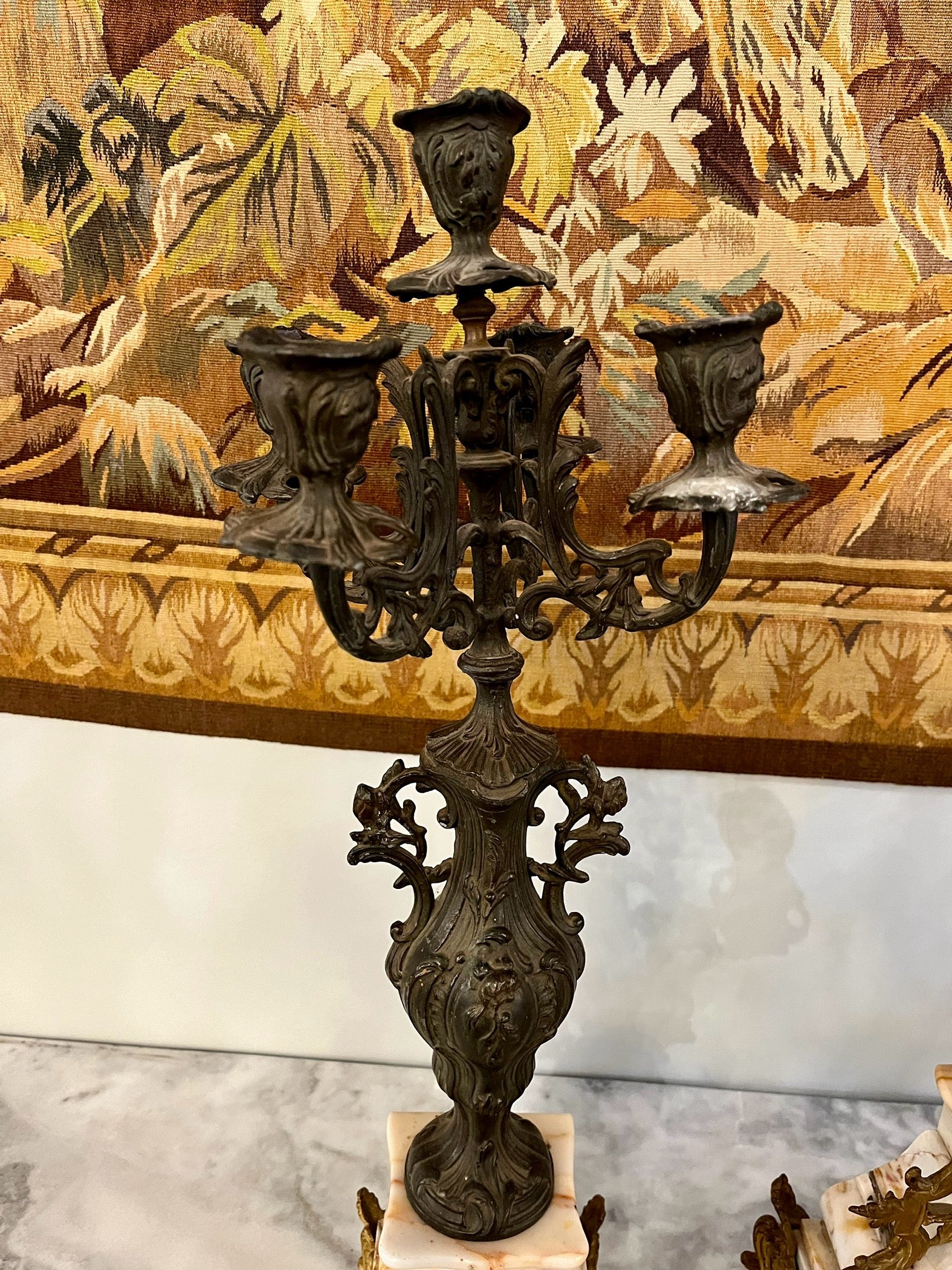 Antique 3-Piece French Clock Garniture Set - Image 3