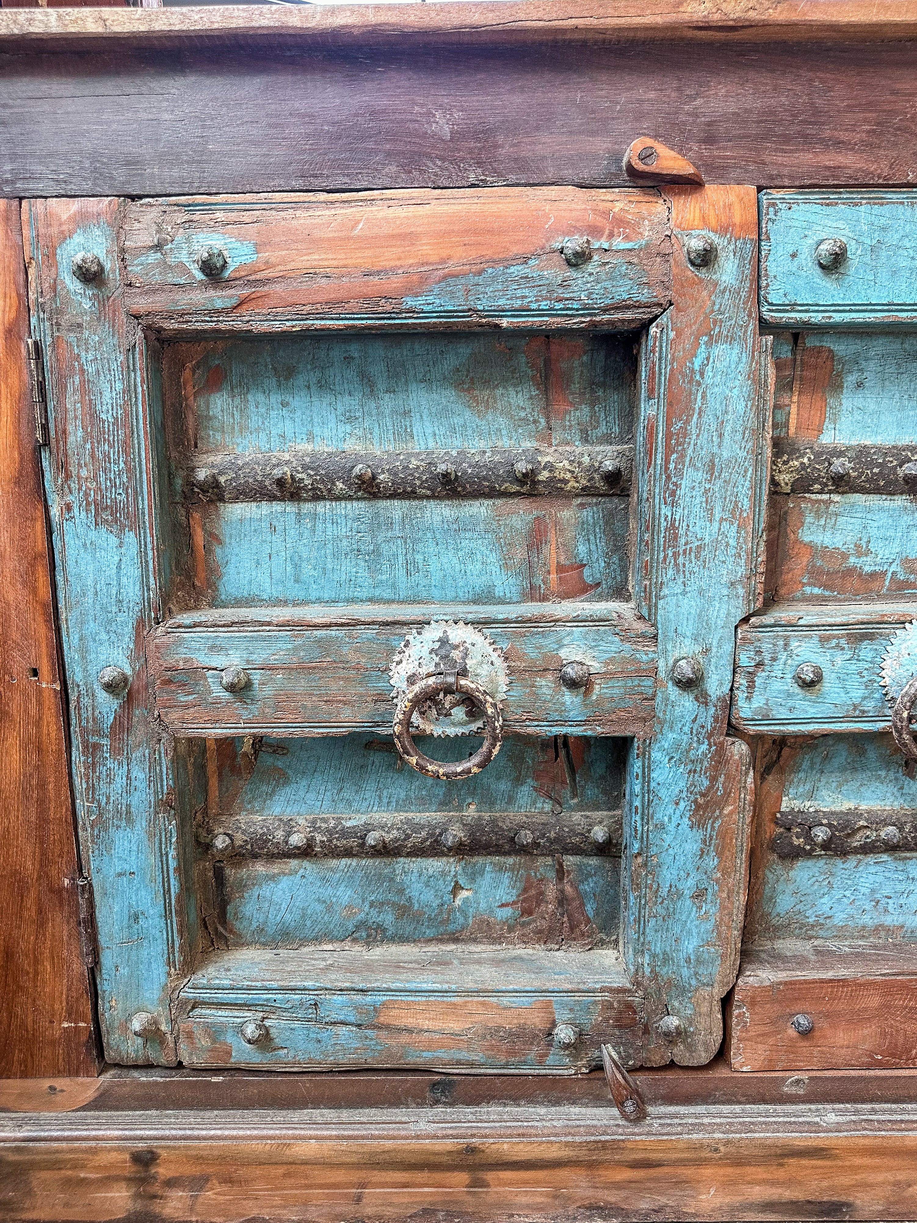 Original Condition French Antique Carved Teak Bar - Image 13